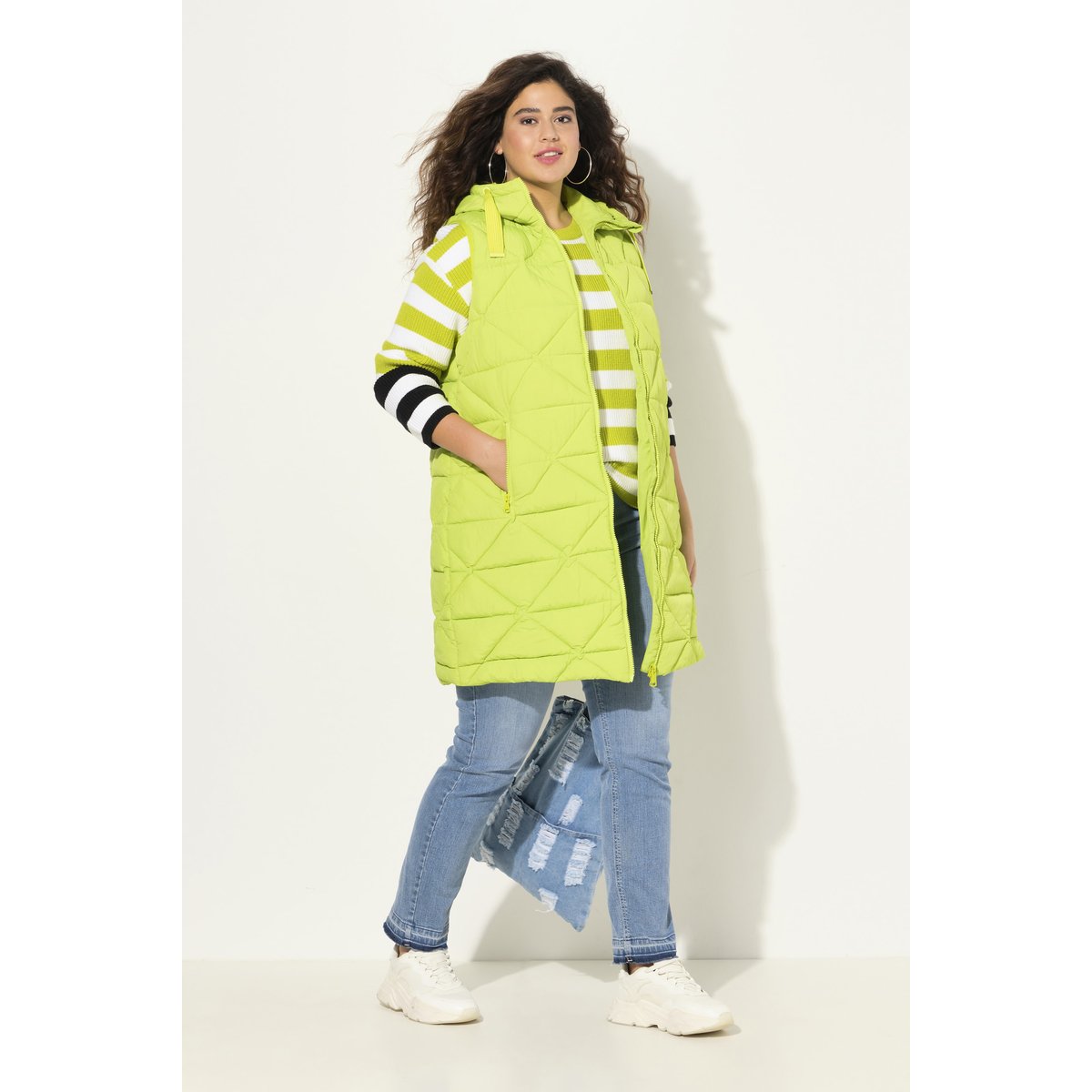 Longue veste matelassée sans manches. vert pomme, ULLA POPKEN