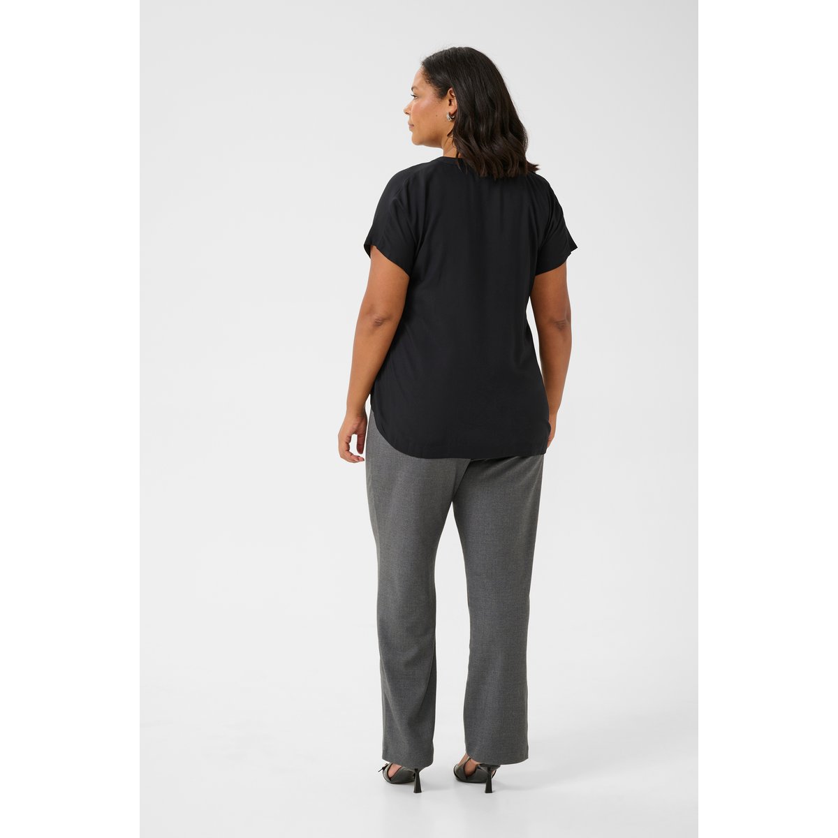 Blouse with short sleeve noir black, KAFFE CURVE
