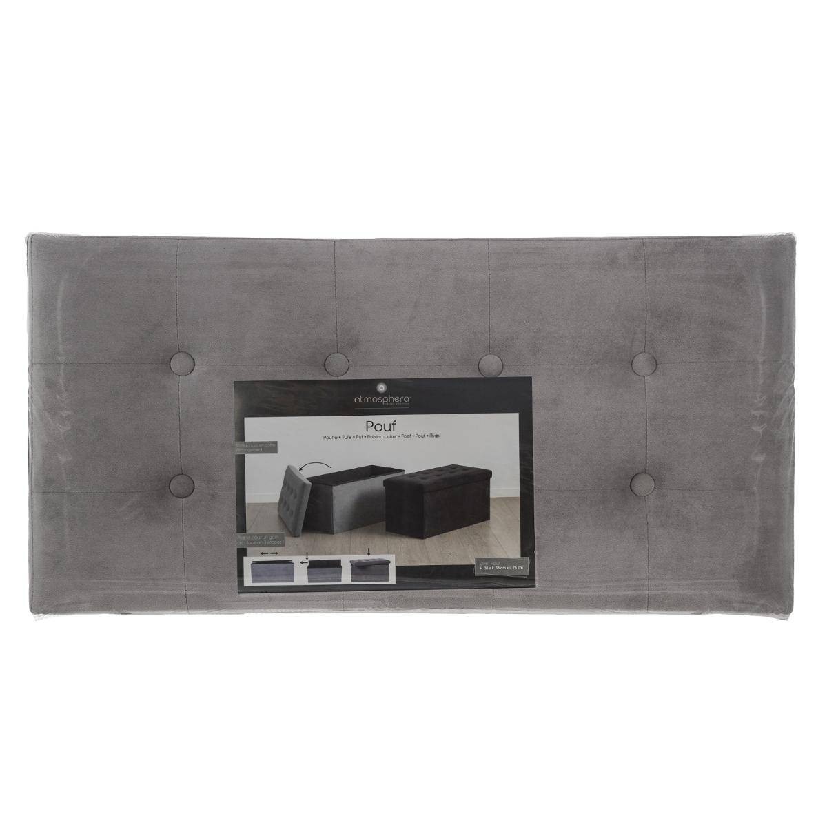 Banc coffre pliable LYSANDRE gris ardoise, ATMOSPHERA