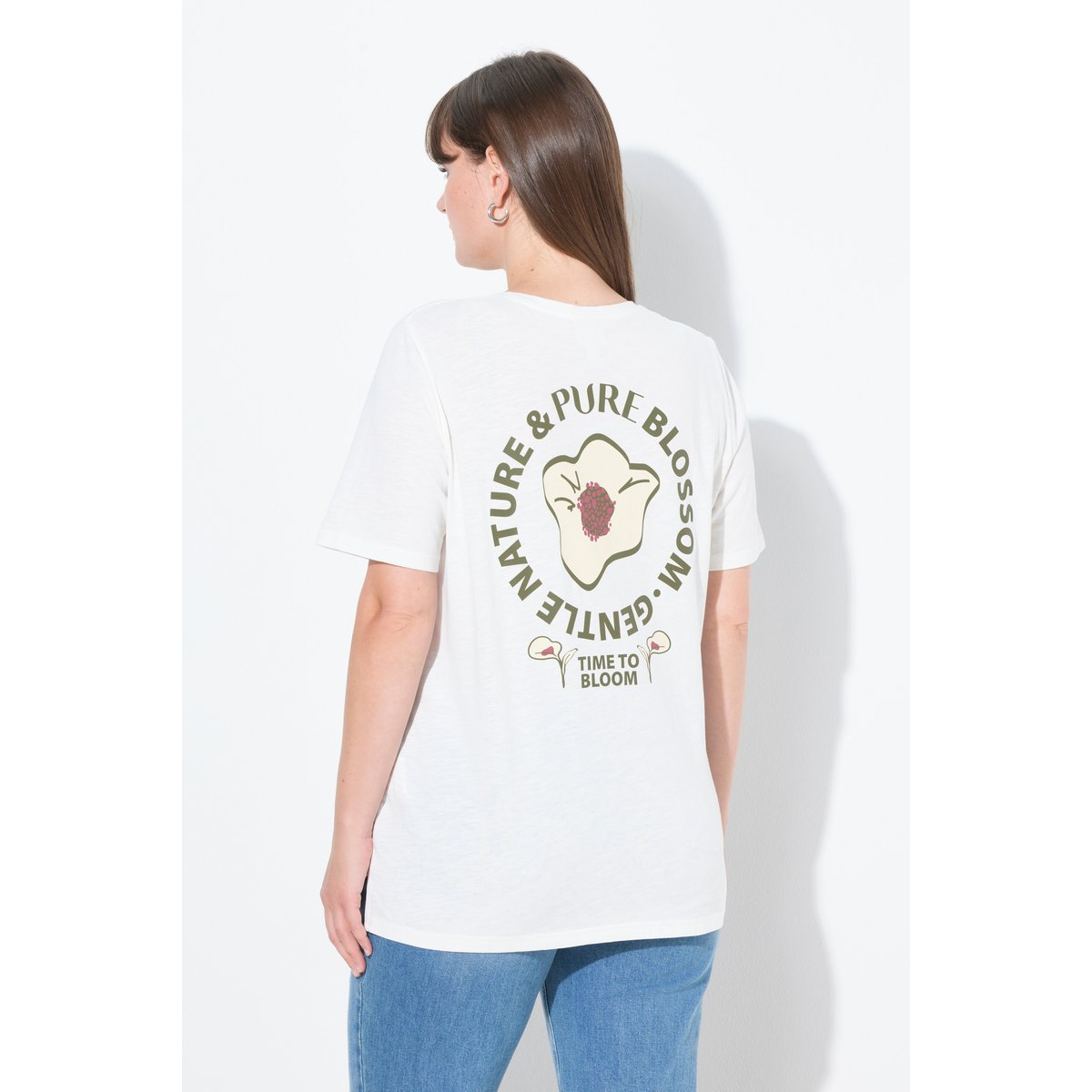 T-shirt en coton bio blanc cassé, ULLA POPKEN