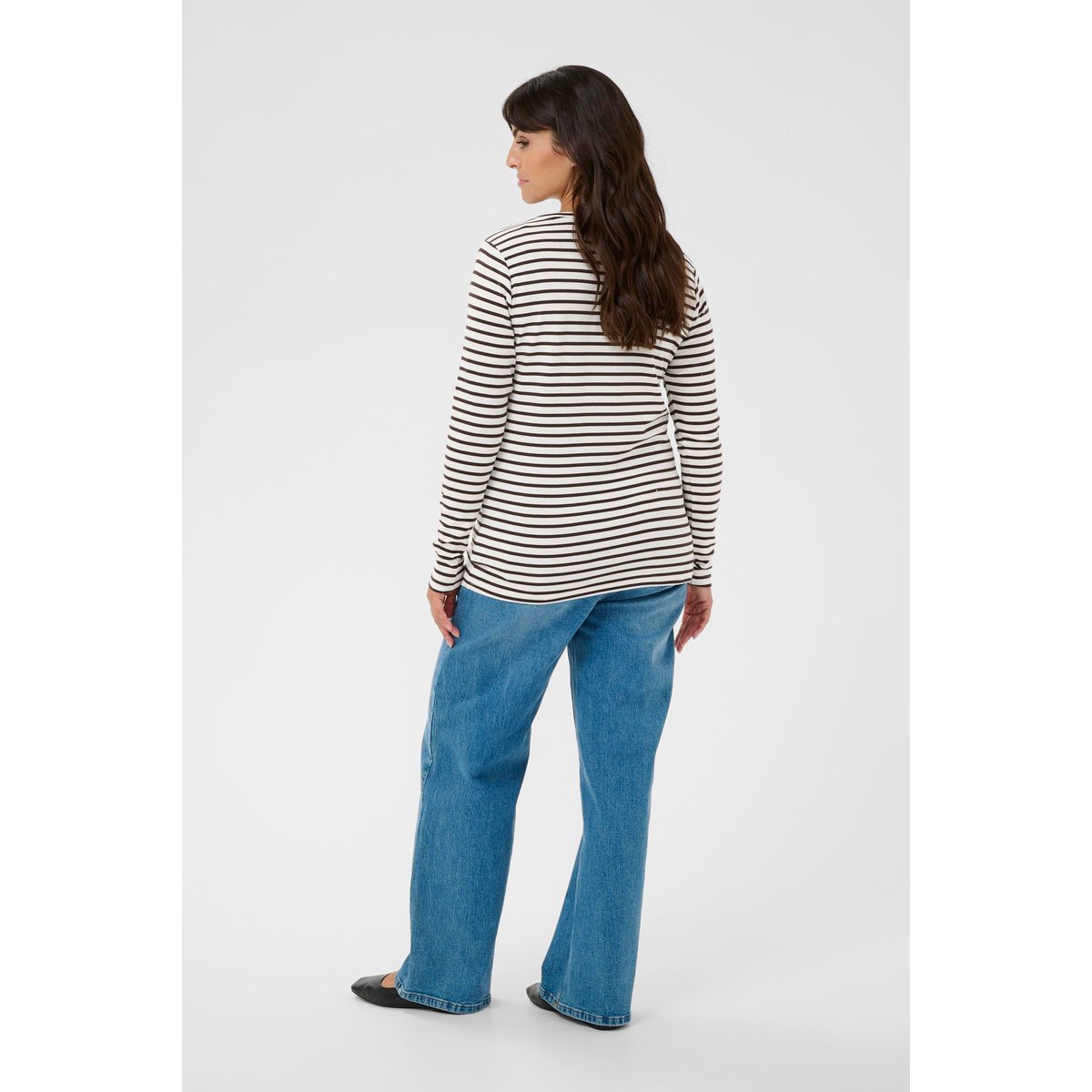 T-shirt à manches longues blanc marron chalk/black coffee - red heart, KAFFE CURVE