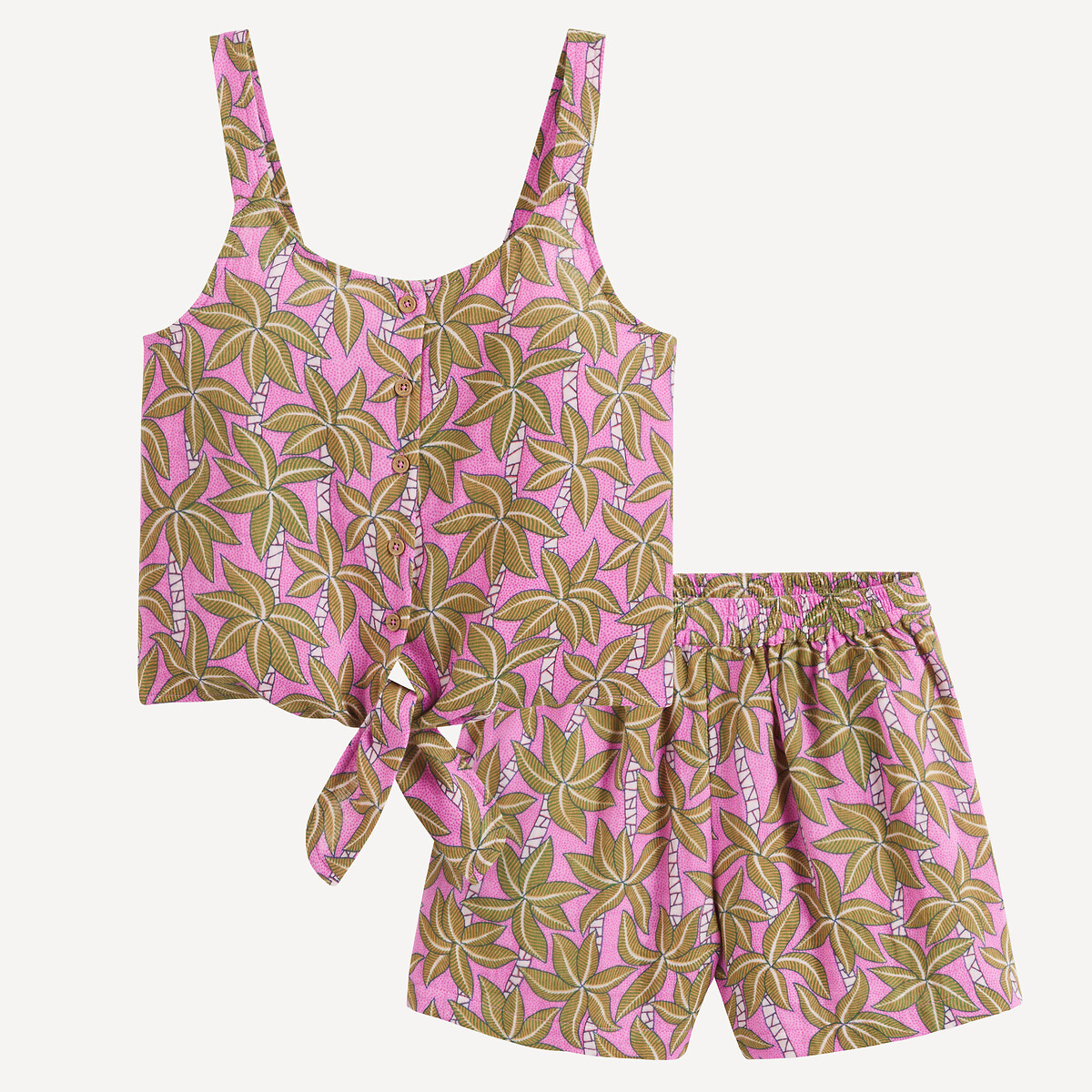 Top/shorts Outfit in Palm Tree Print purple print, LA REDOUTE COLLECTIONS
