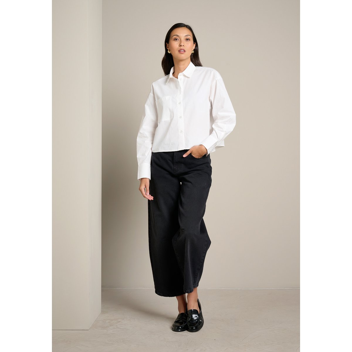 Jean barrel taille classique black, LOLALIZA
