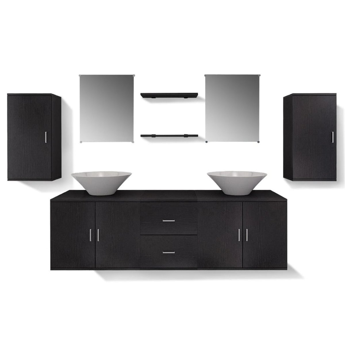 Ensemble de meubles de salle de bain noir, HOME MAISON