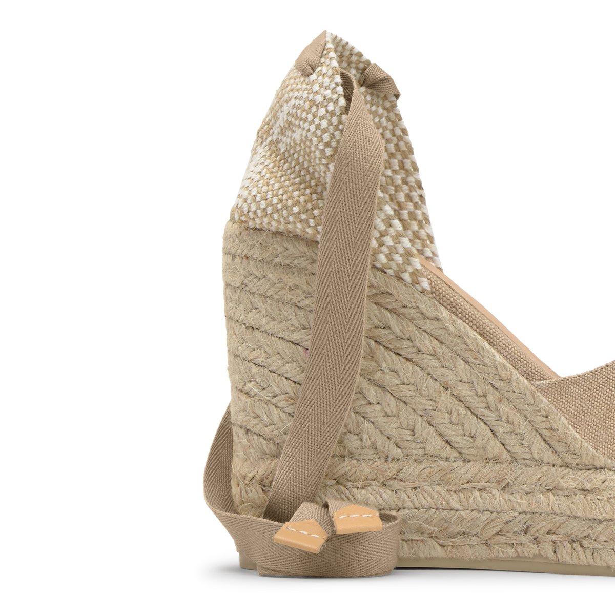 Espadrille compensée en coton organique à lacets CARINA EXTRA PLATFORM sable, CASTANER