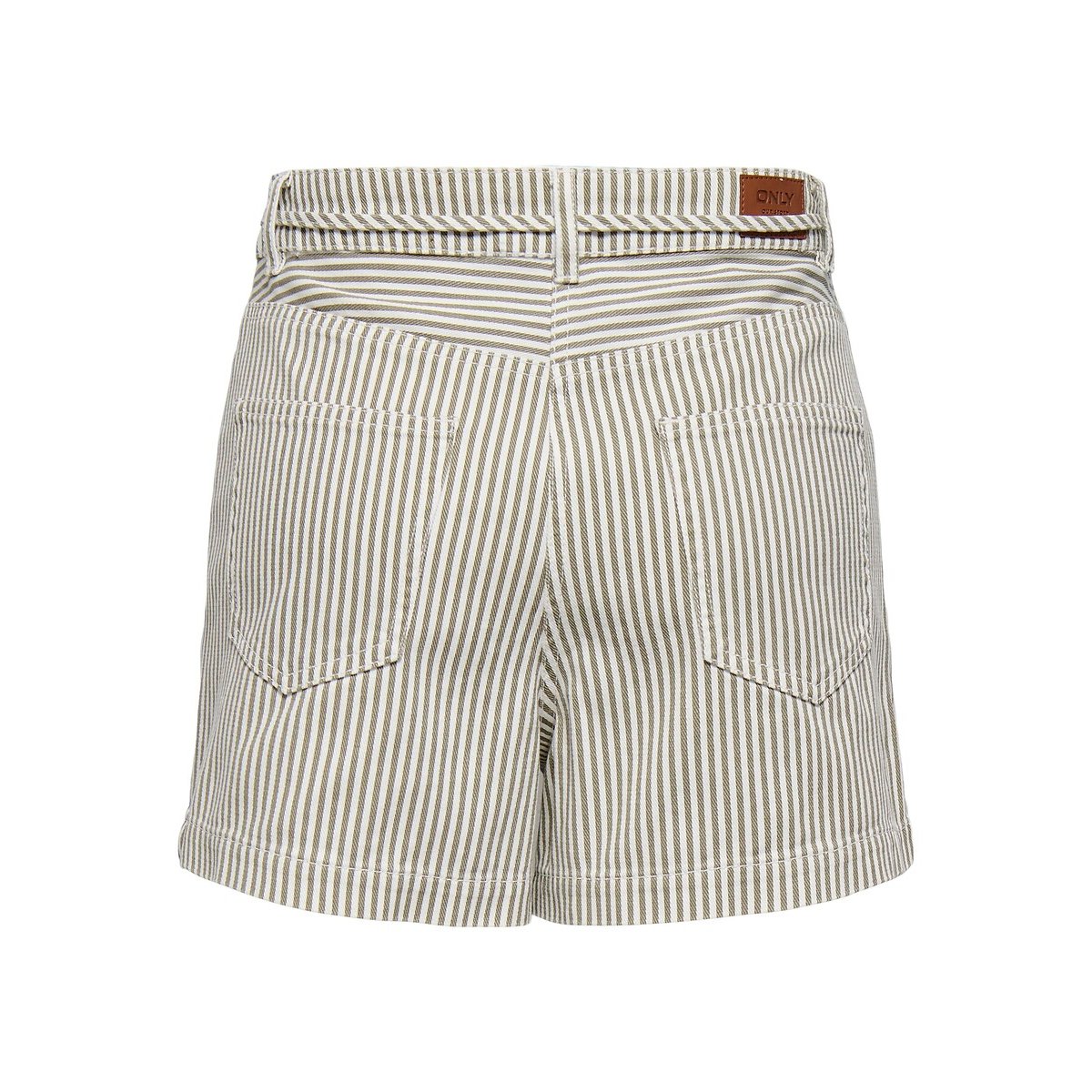 Pantalones cortos a rayas con cinturón blanco con rayas, ONLY