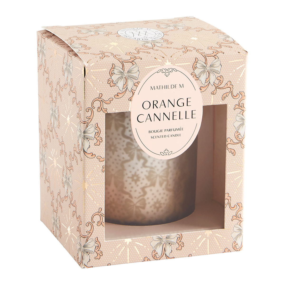 Bougie 160 g parfum Orange Cannelle RUBANS DE FÊTE orange, MATHILDE M