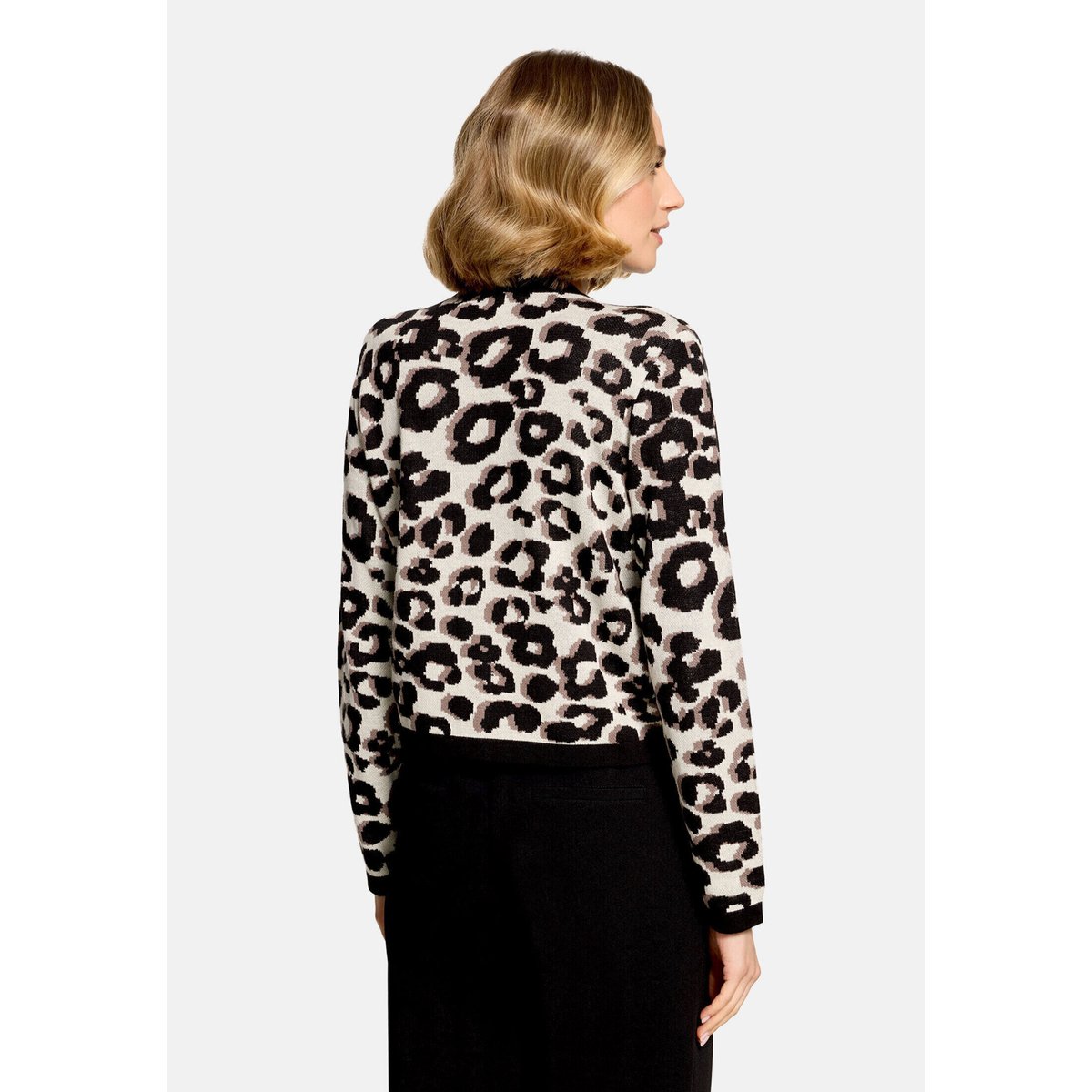 Cardigan en maille à motif jacquard patch black/beige, BETTY BARCLAY