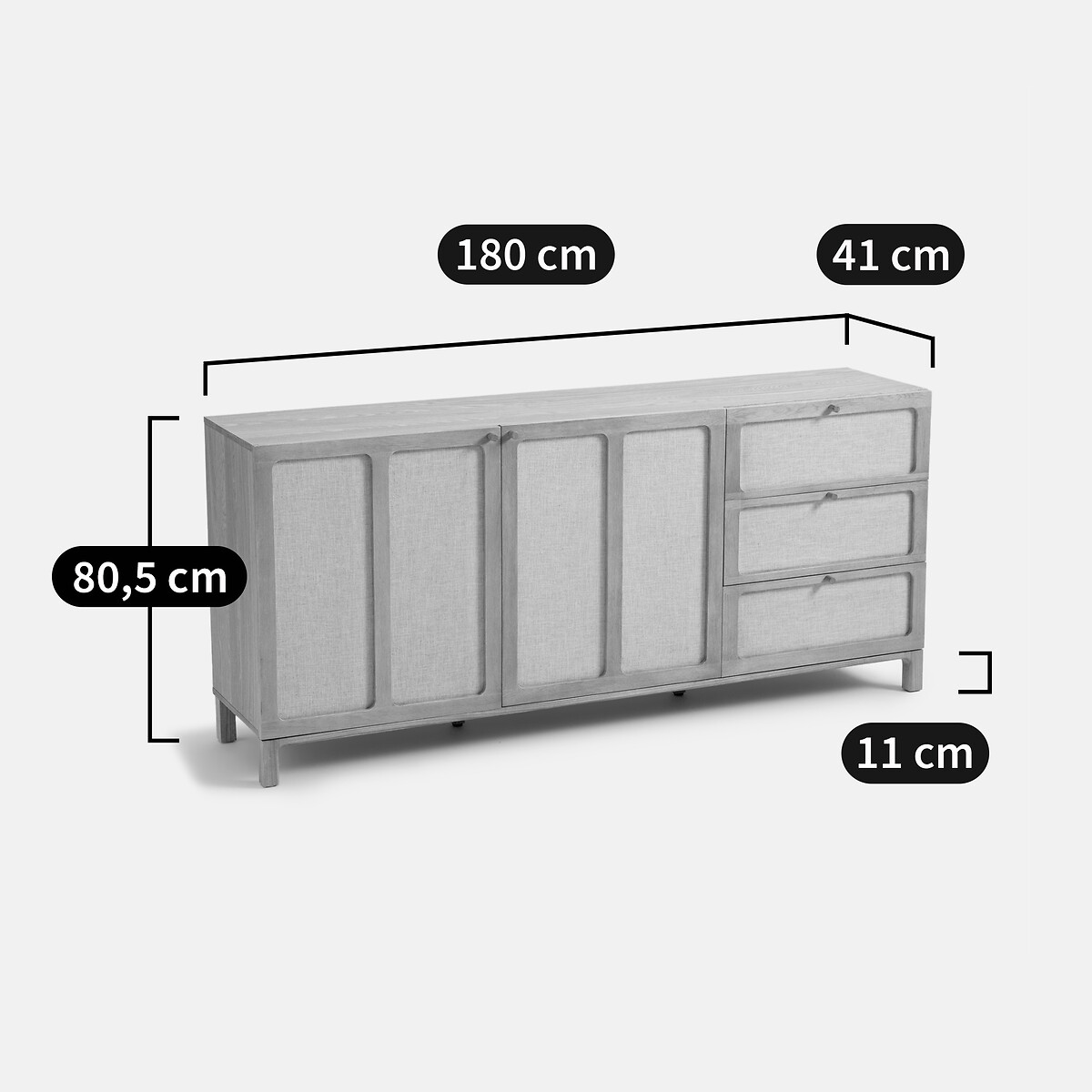 Buffet enfilade, frêne et lin, Esmara teinté chêne /lin, LA REDOUTE INTERIEURS