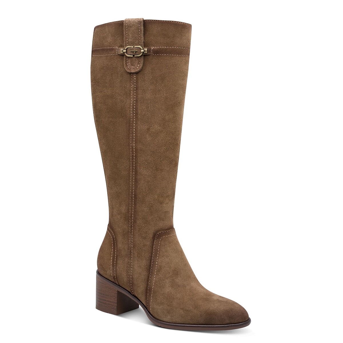 Bottes à talons, en cuir suède camel, TAMARIS