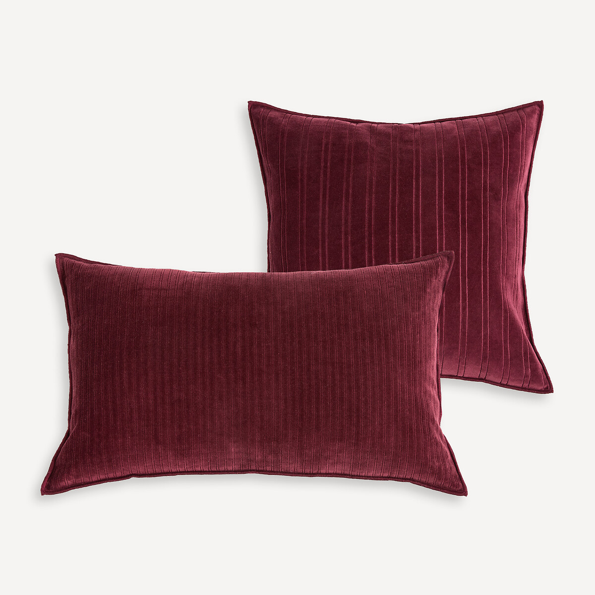 Housse de coussin rectangulaire, en velours ciselé, MILO prune, LA REDOUTE INTERIEURS