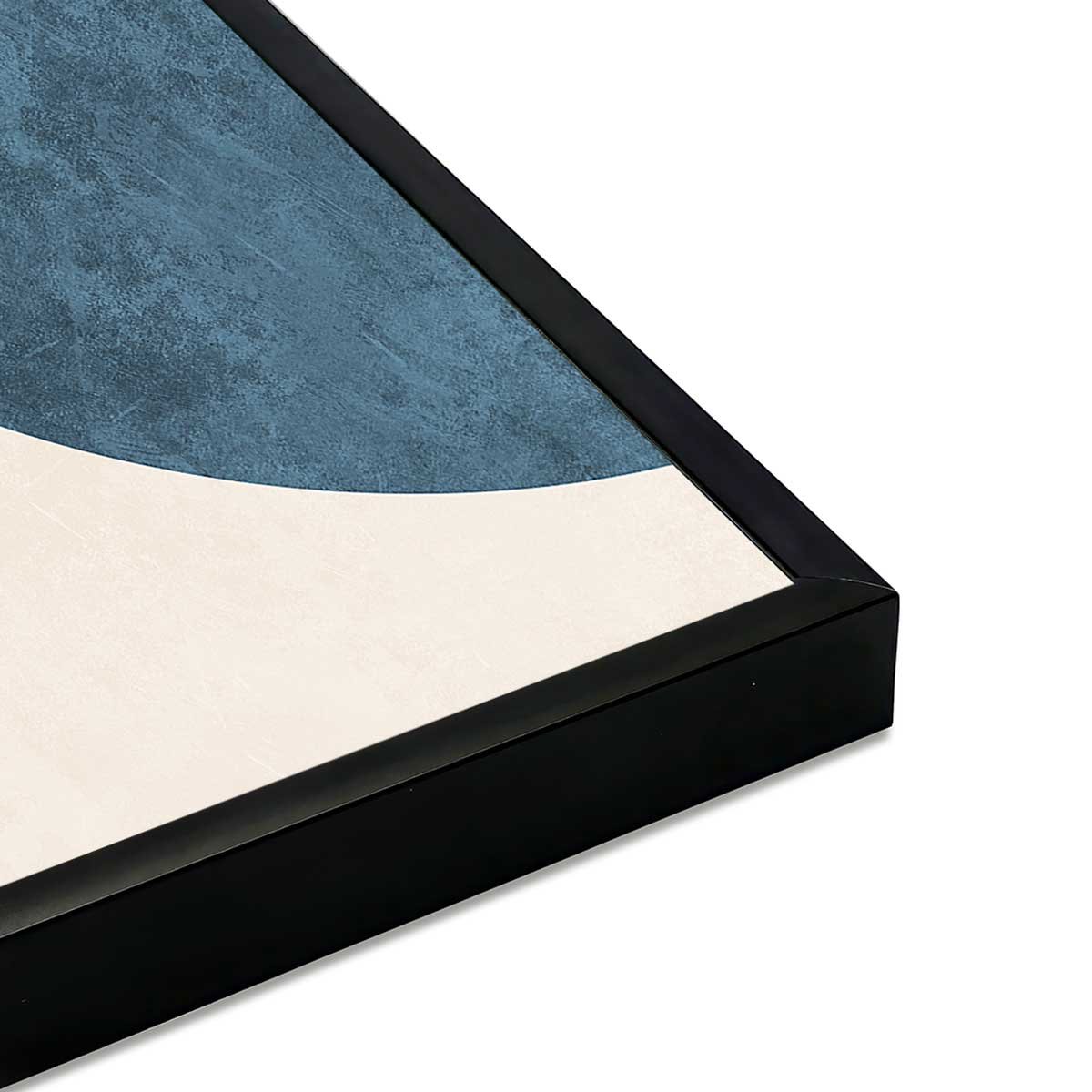 Affiche encadrée abstraction lignes bleues affiche + cadre en métal - noir, HEXOA