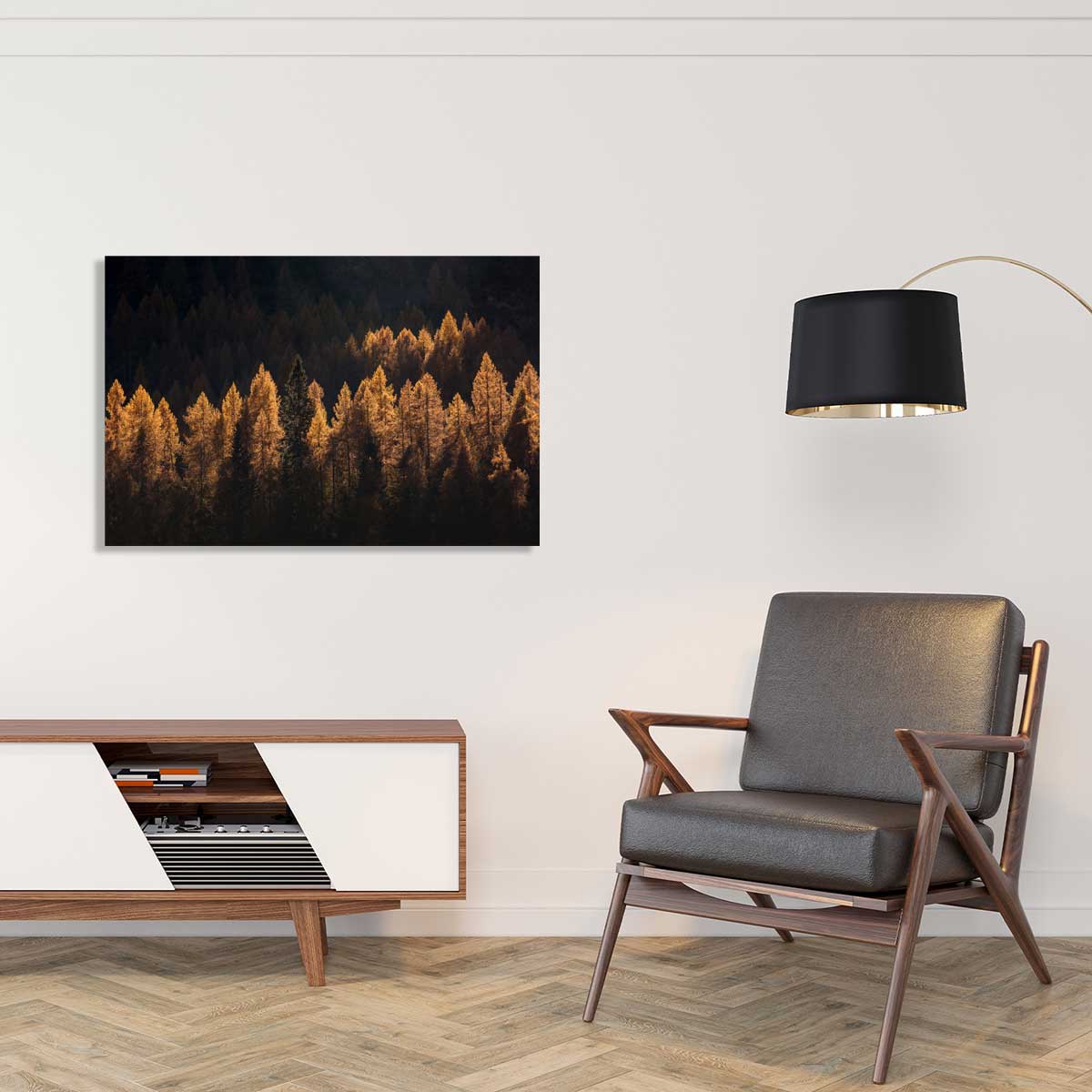 Tableau Mélèzes en automne tableau alu dibond, HEXOA