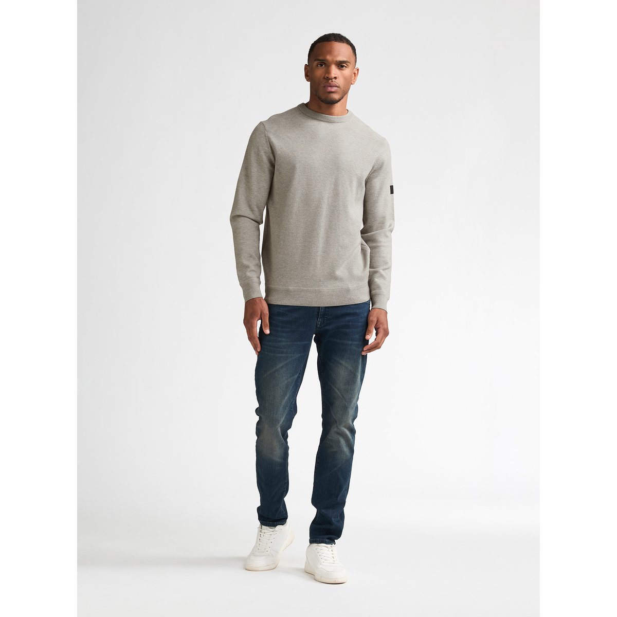 Pull col rond chiné stonebend noir ice grey, PETROL INDUSTRIES