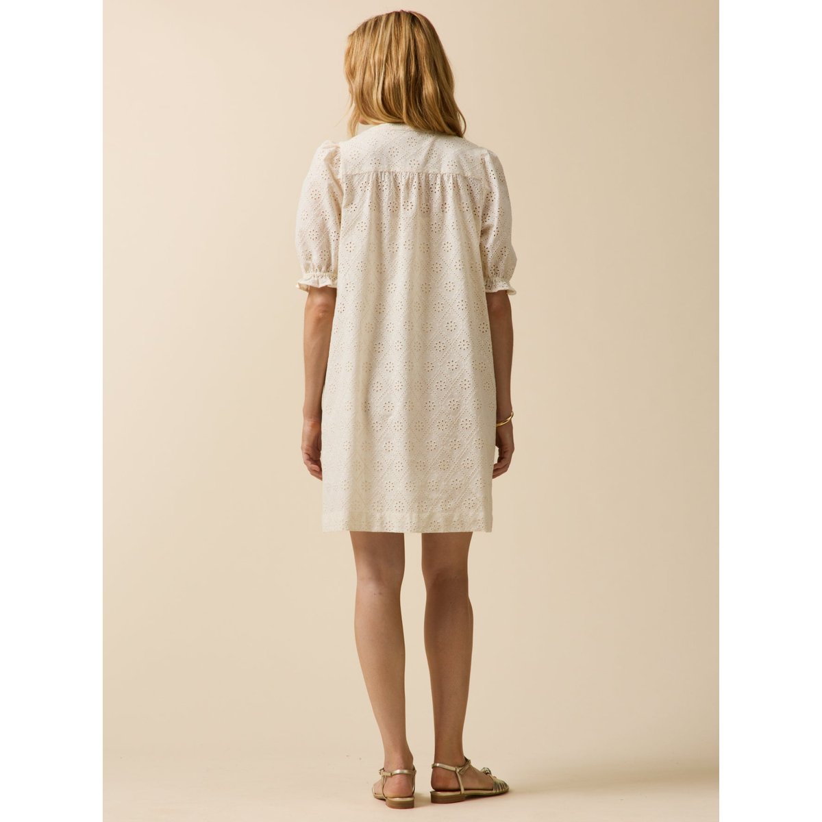 Robe courte broderie anglaise craie, CYRILLUS