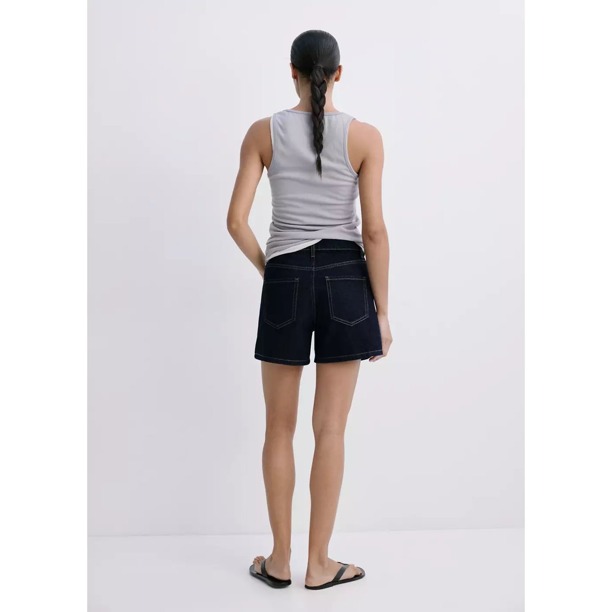 Short en jean droit bleu, MANGO