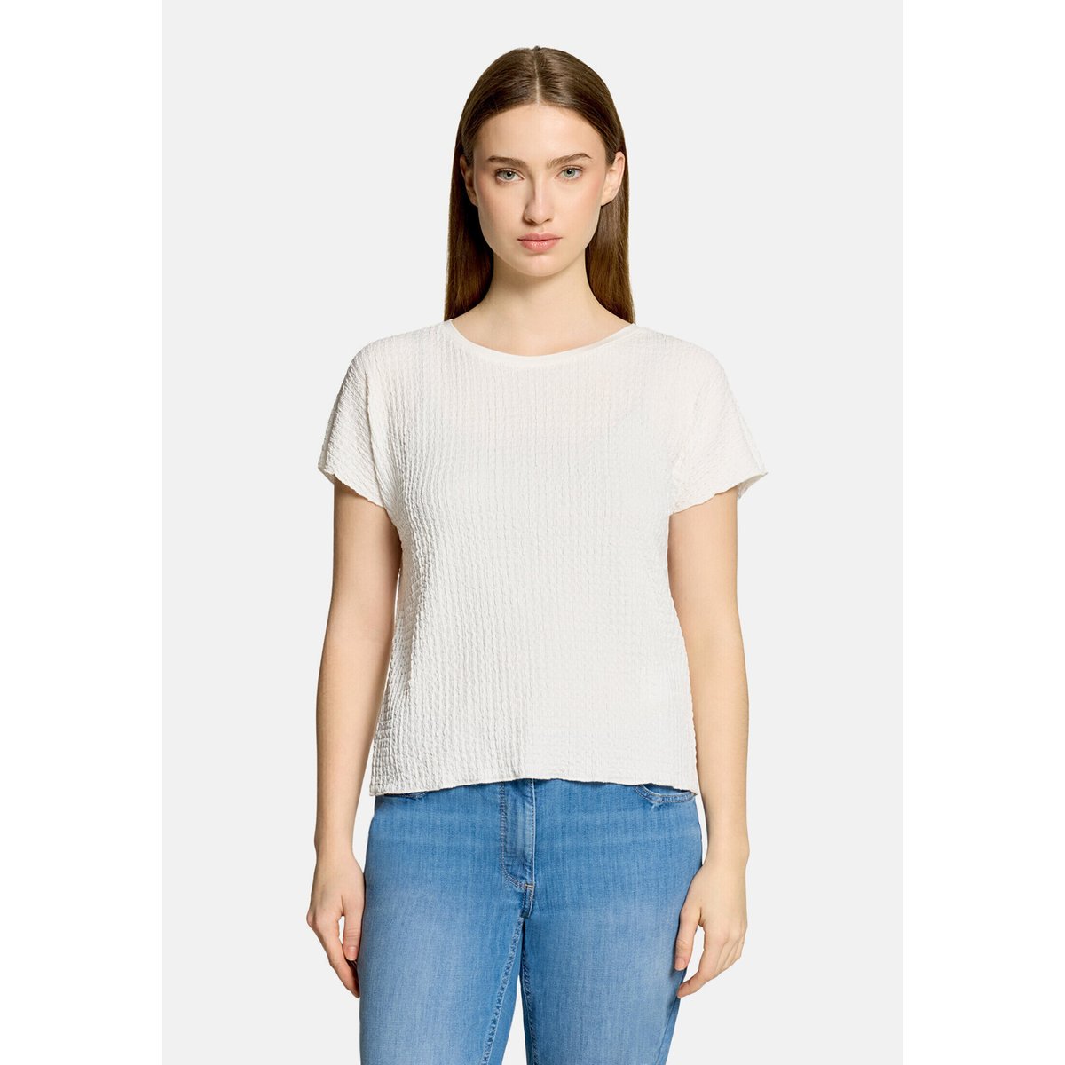 T-Shirt avec structure à encolure bateau blanc, BETTY BARCLAY