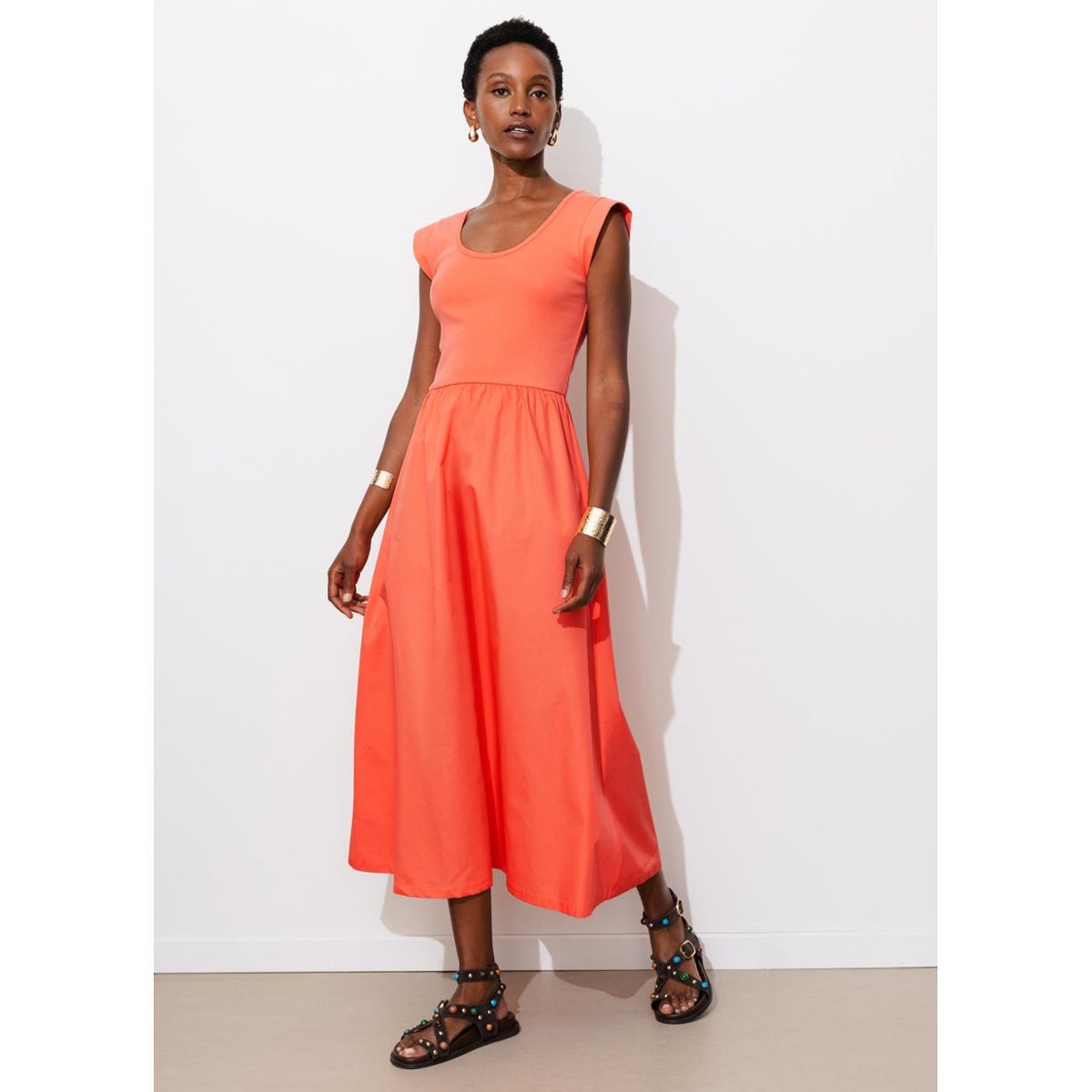 Robe-débardeur unie corail, PROMOD