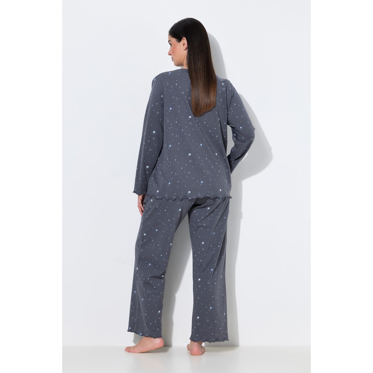Pyjama motif étoiles, ourlet « vagues » gris foncé, ULLA POPKEN