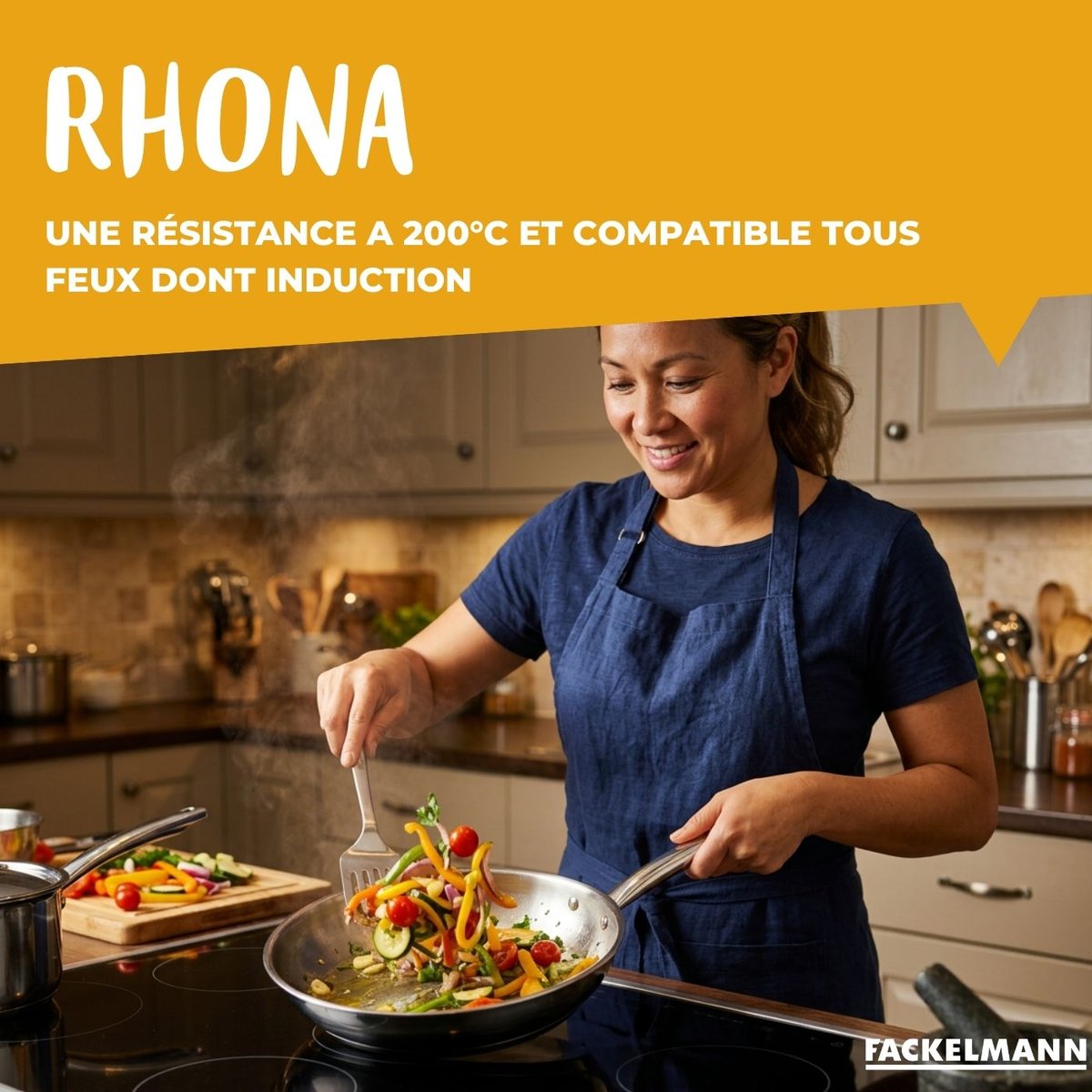 Lot de 2 poêles à frire en inox 20 cm et 28 cm Rhona gris, FACKELMANN