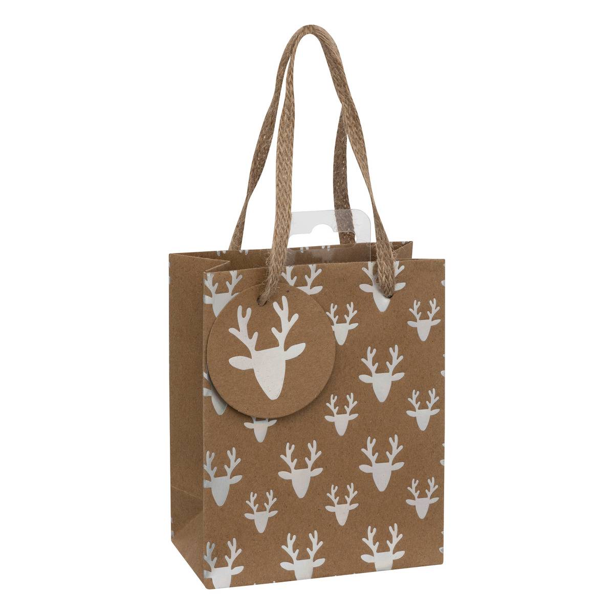 Sac cadeau holographique mini taille kraft marron, ATMOSPHERA