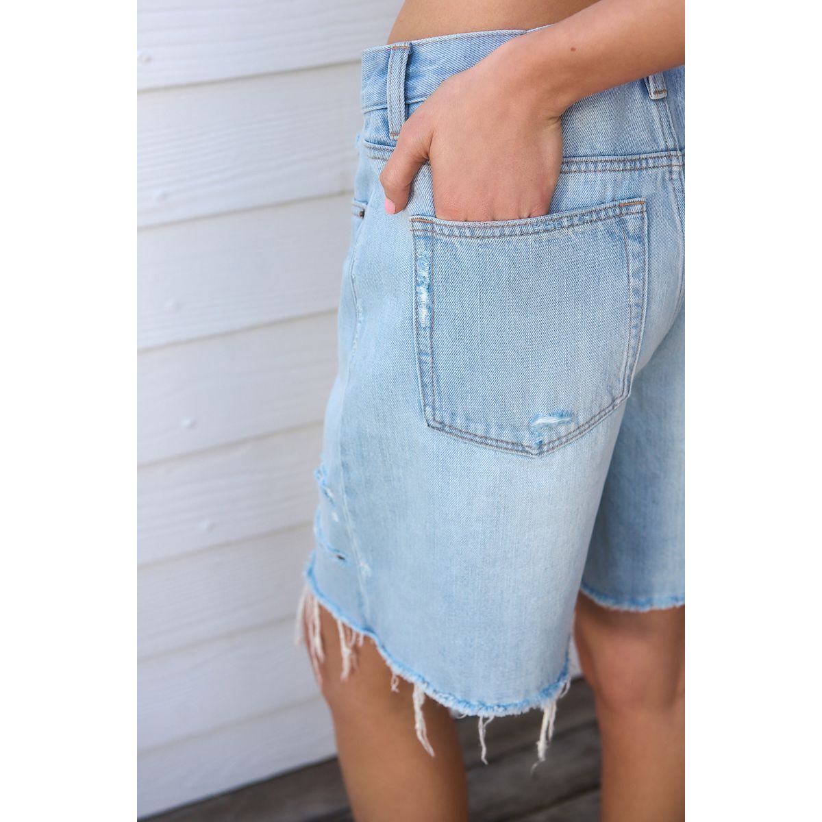 Short en jean souple 100 % coton délavé au javel, NEXT