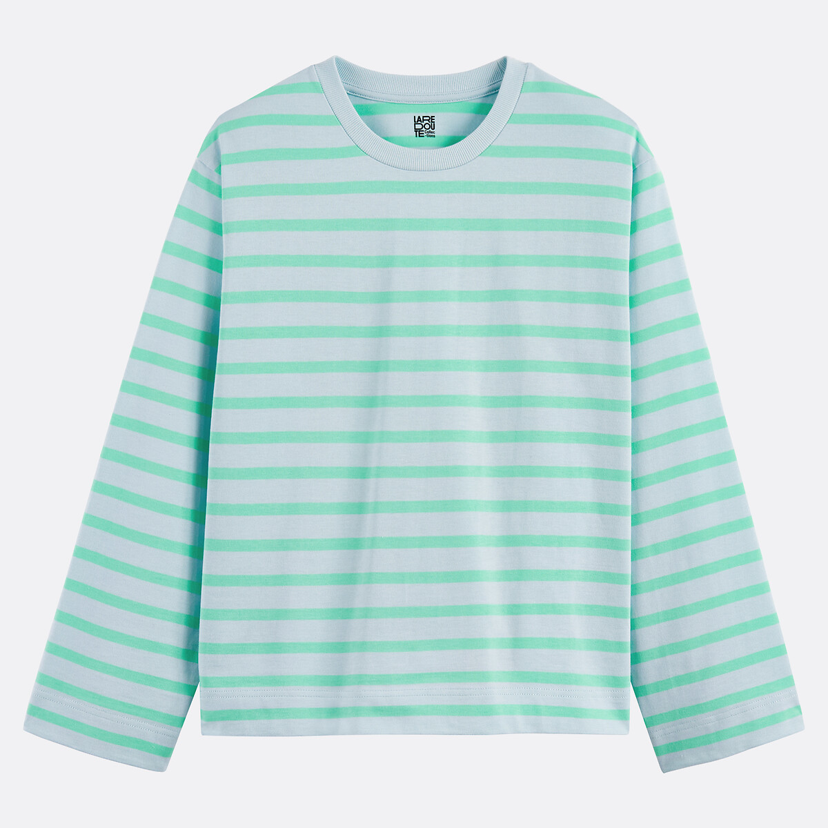 T-shirt rayé, col rond, manches longues rayé bleu vert, LA REDOUTE COLLECTIONS