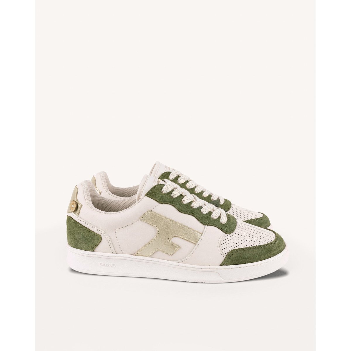 Baskets cuir HAZEL kaki, FAGUO