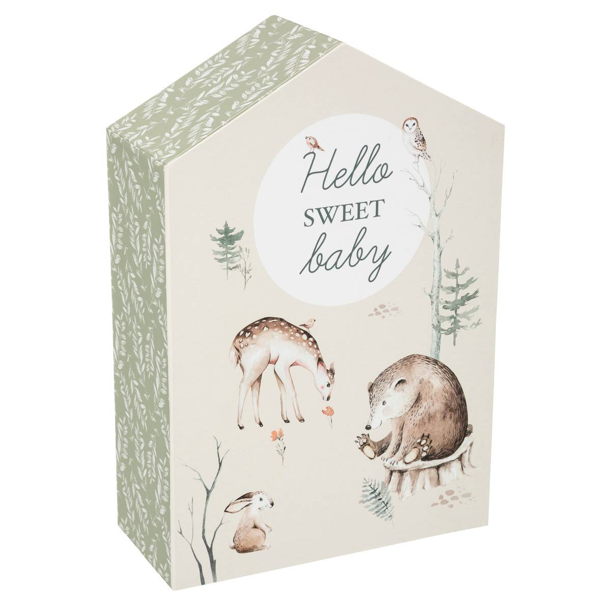 Coffret de naissance forme maison FORÊT vert, ATMOSPHERA FOR KIDS