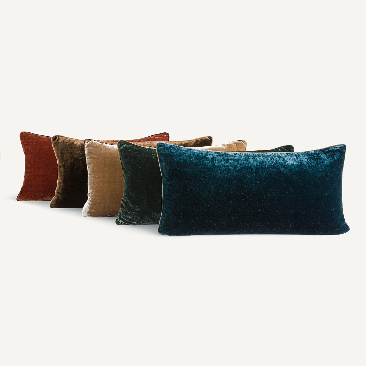 Coussin en panne de velours, Vezina bleu minéral, AM.PM