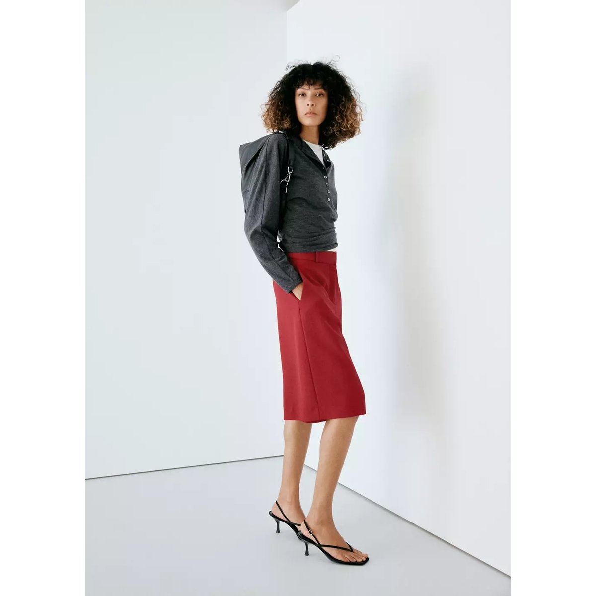 Bermuda droit taille normale orange foncé, MANGO