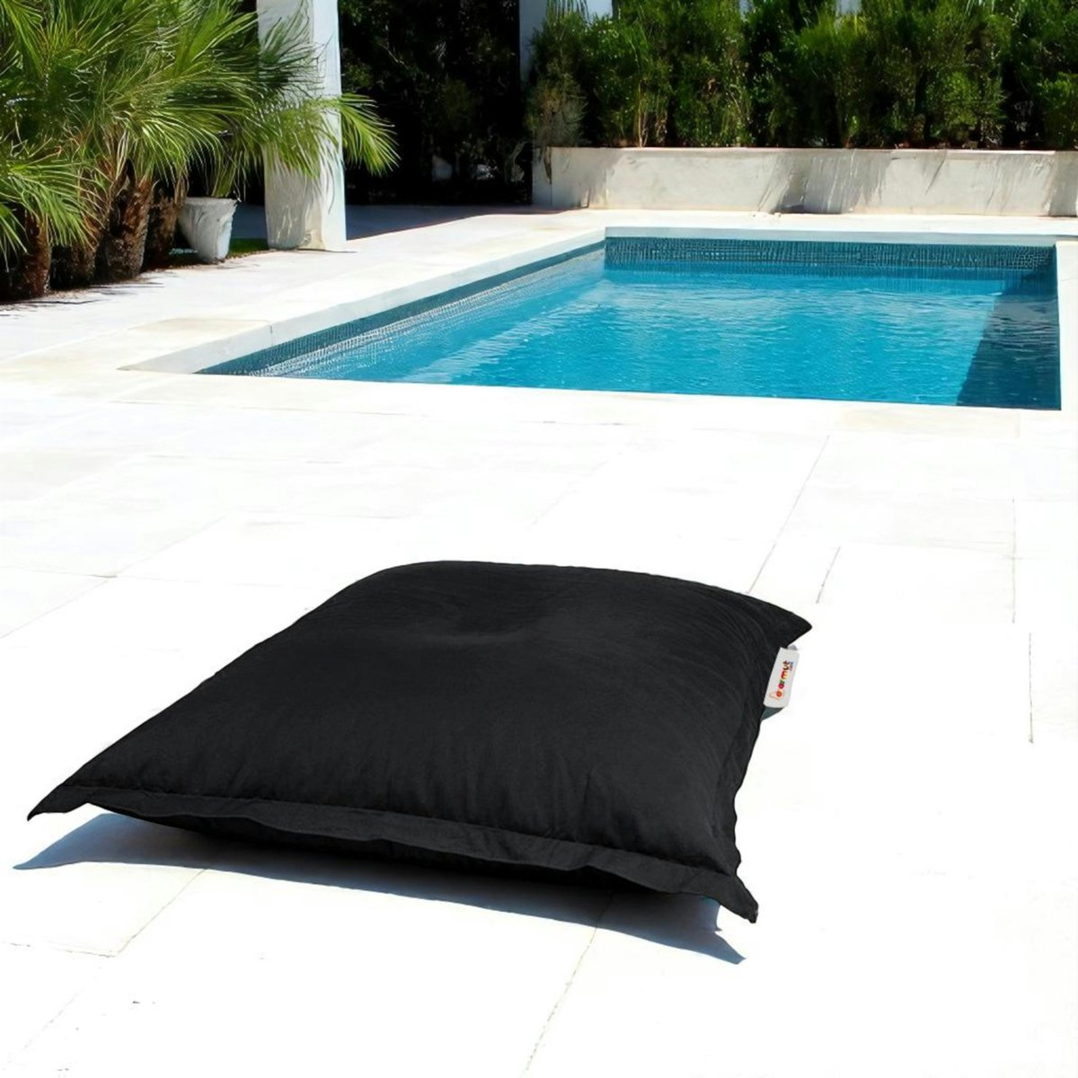 Coussin pouf de jardin 100x100 imperméable ARTA noir, PIER IMPORT