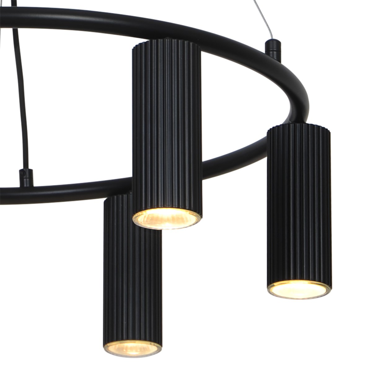 Suspension rond surface striée en aluminium, VICO chandelier noir, NORDLUX