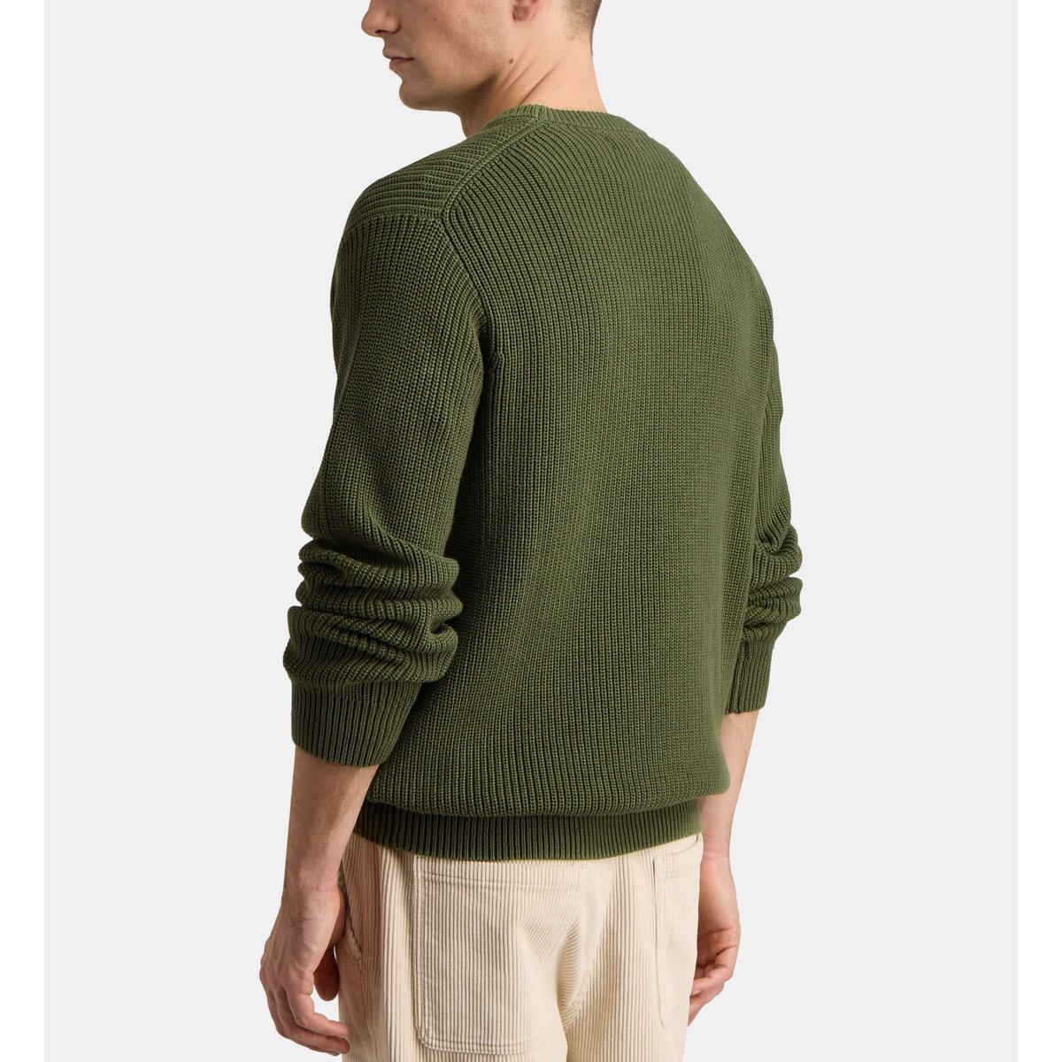 Pull brib droit maille coton bio vert foncé, GALERIES LAFAYETTE
