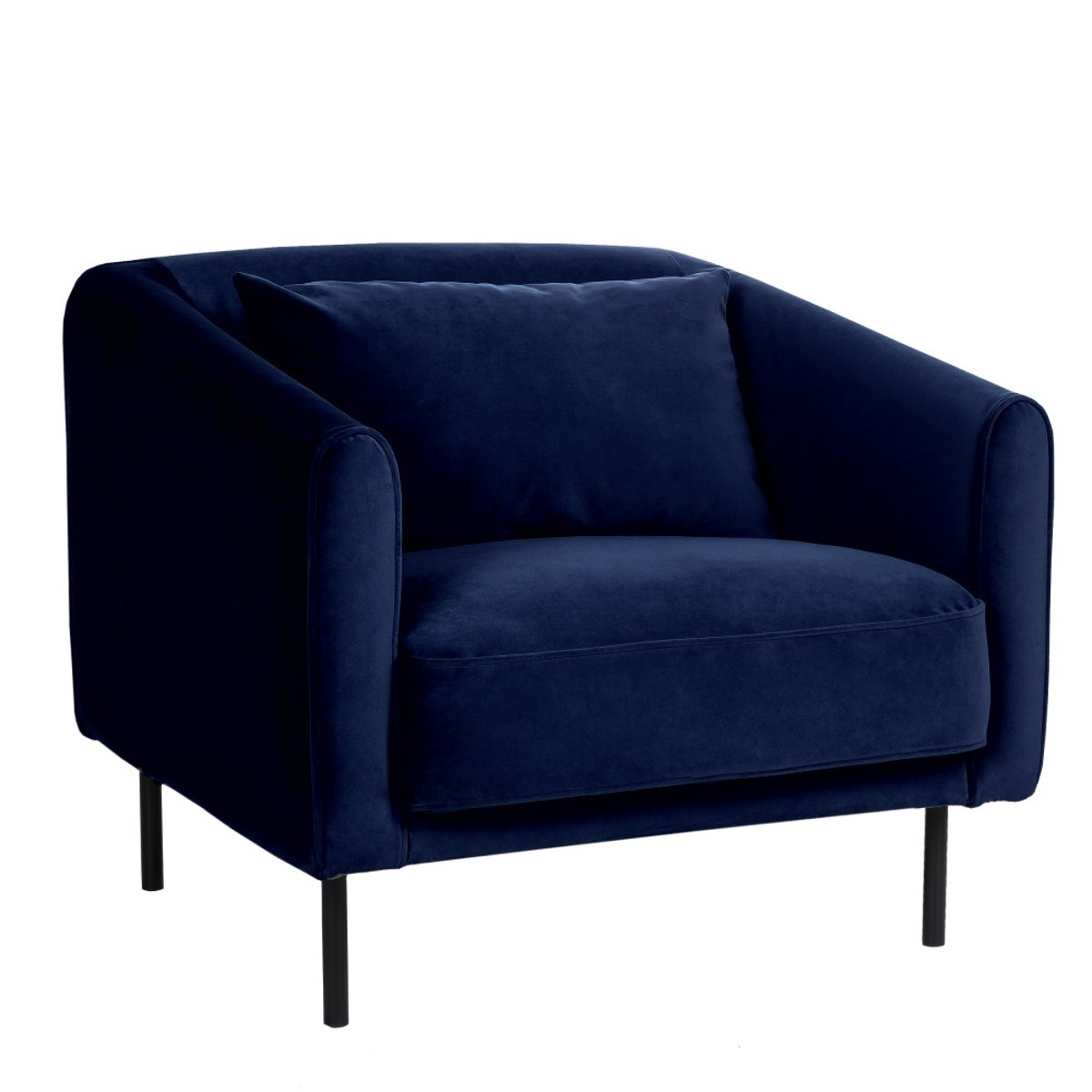 Fauteuil en velours pieds droits en métal- WINSEN bleu marine, DRAWER