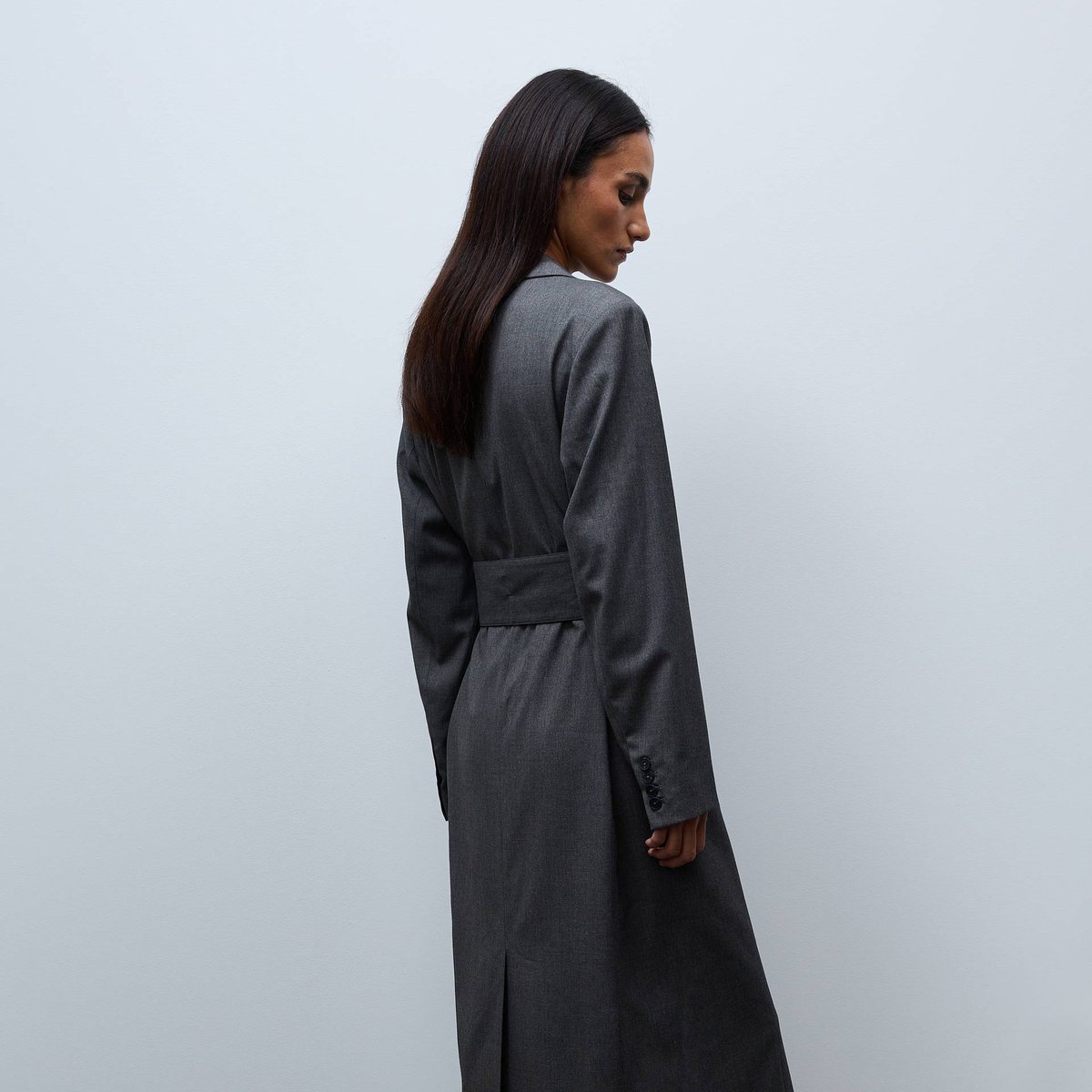 Robe tailleur cintrée unie gris fonce anthracite, MONOPRIX