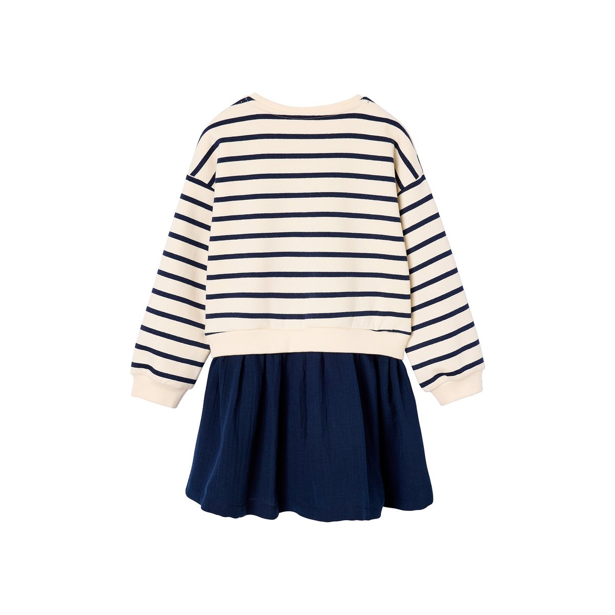 Robe 2 en 1 molleton et gaze de coton marine, VERTBAUDET