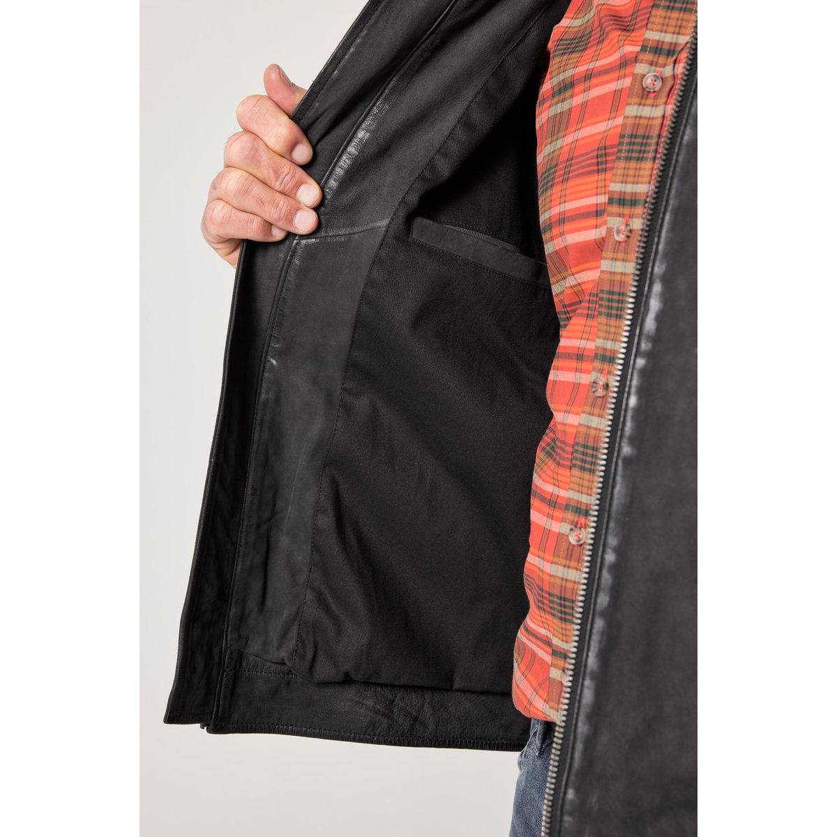 Veste en véritable en cuir d'agneau noir, JP1880