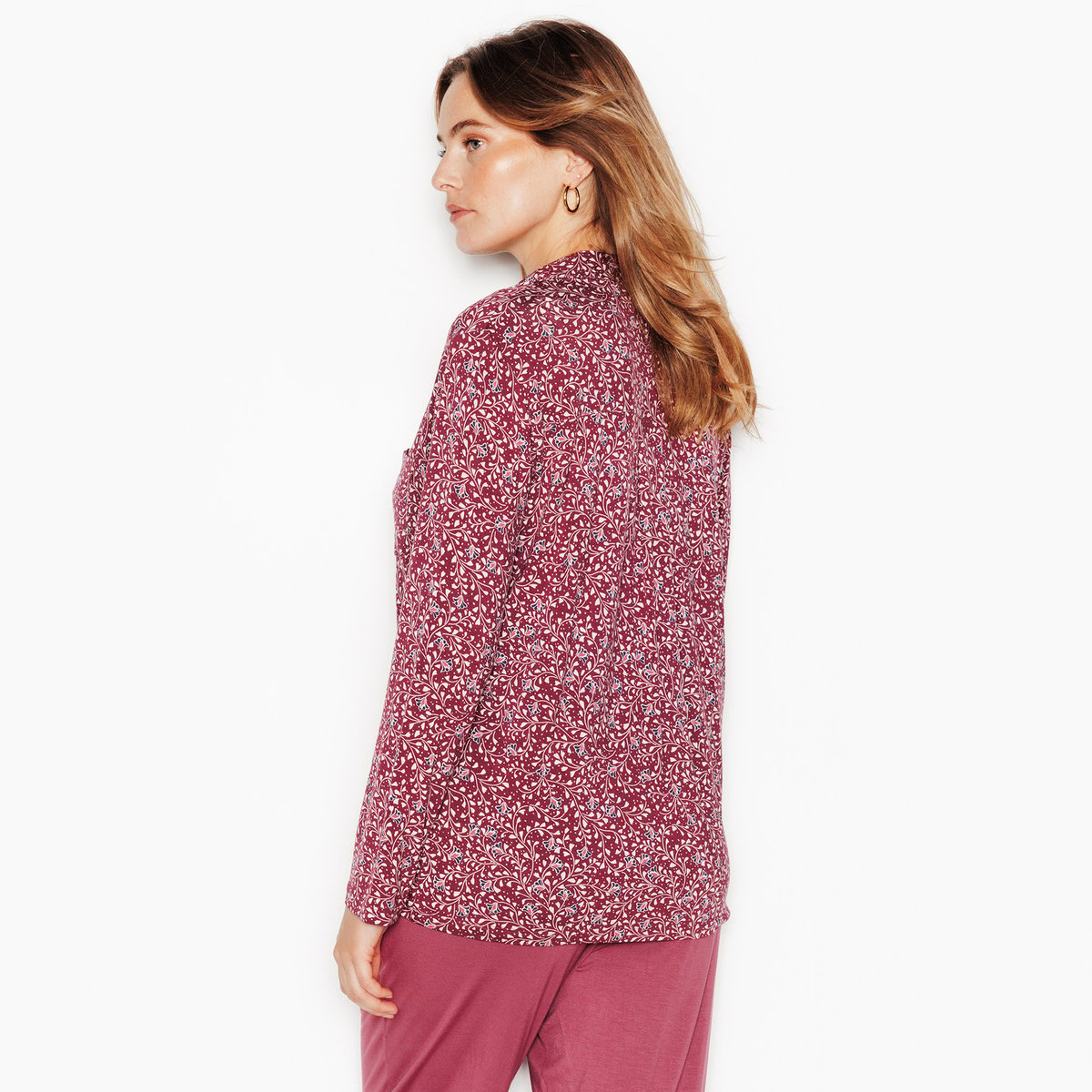 Chemise manches longues CAMILLE rose/gris, ROUGEGORGE LINGERIE