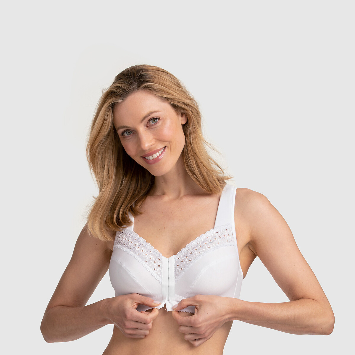 Soutien-gorge emboitant zippé à l'avant blanc, MISS MARY OF SWEDEN