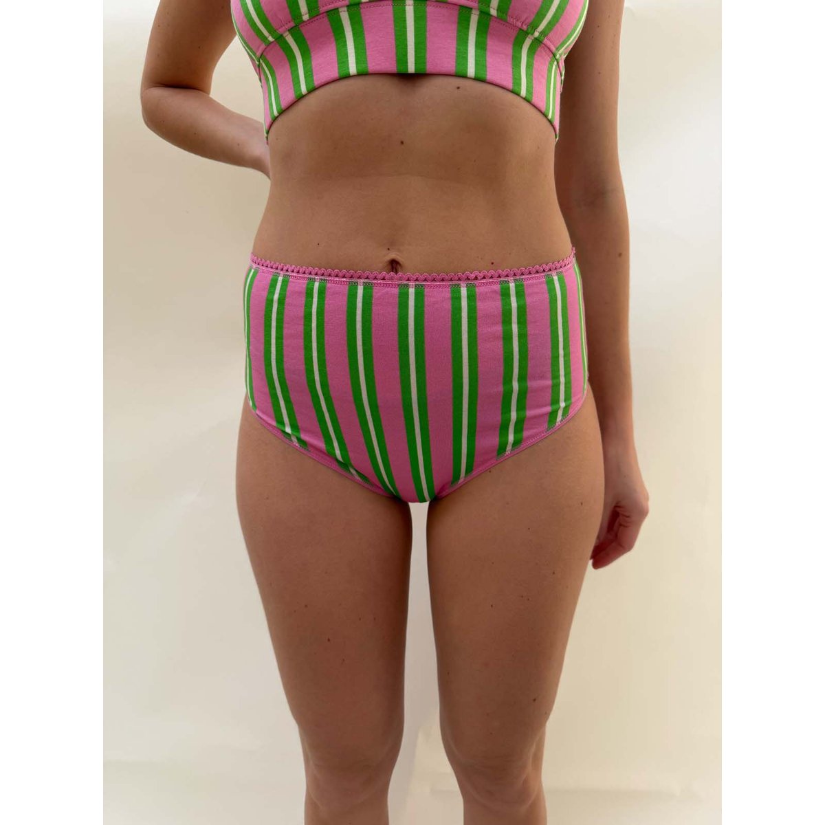 Culotte taille haute trio rayures vert et rose, WE ARE JOLIES