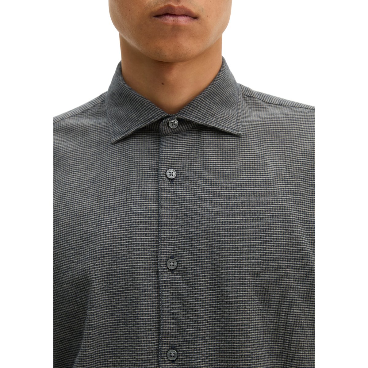 Chemise en flanelle, coupe ajustée en coton bio léger bleu, MARC O'POLO