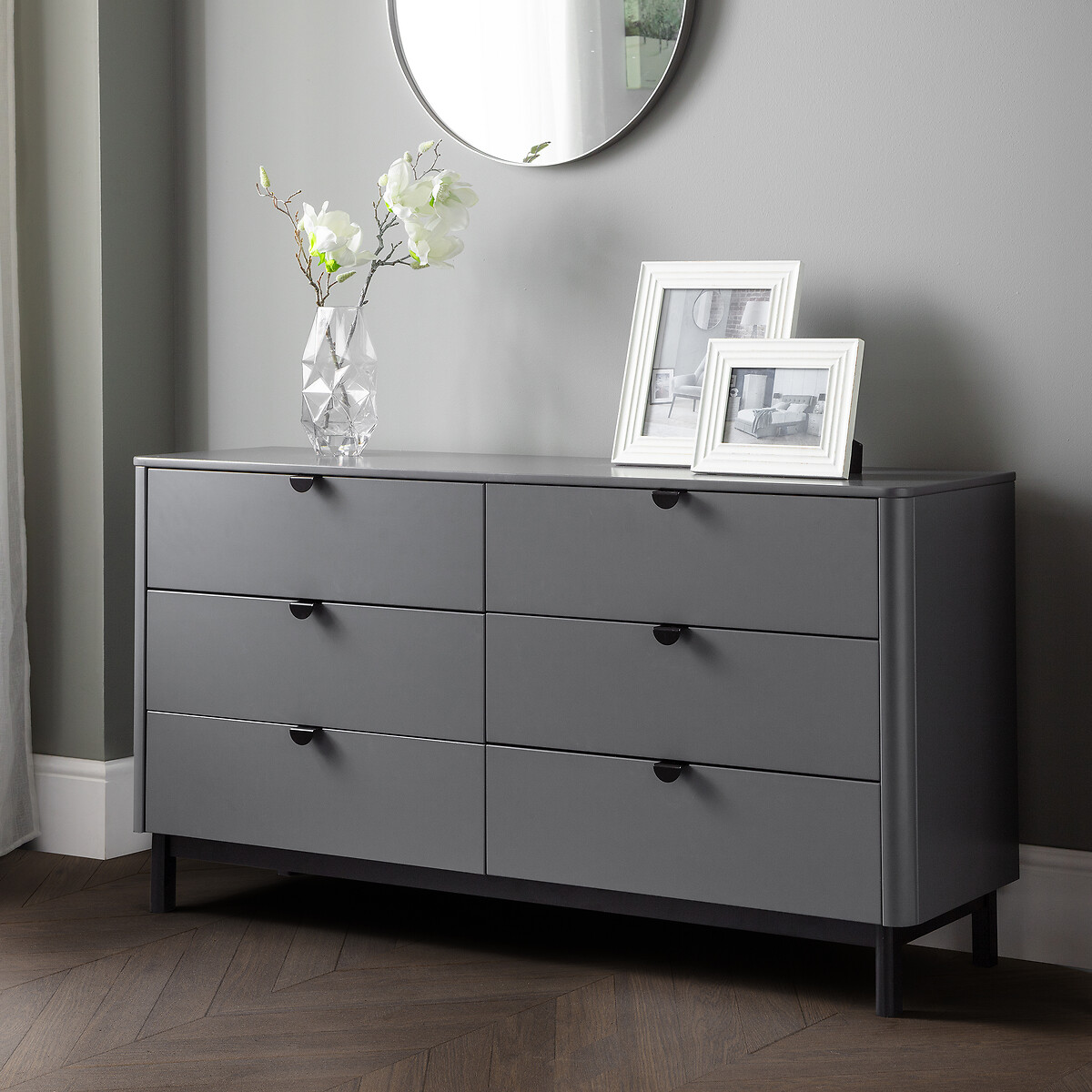 Alexis Wide Chest of 6 Drawers slate grey, SO'HOME