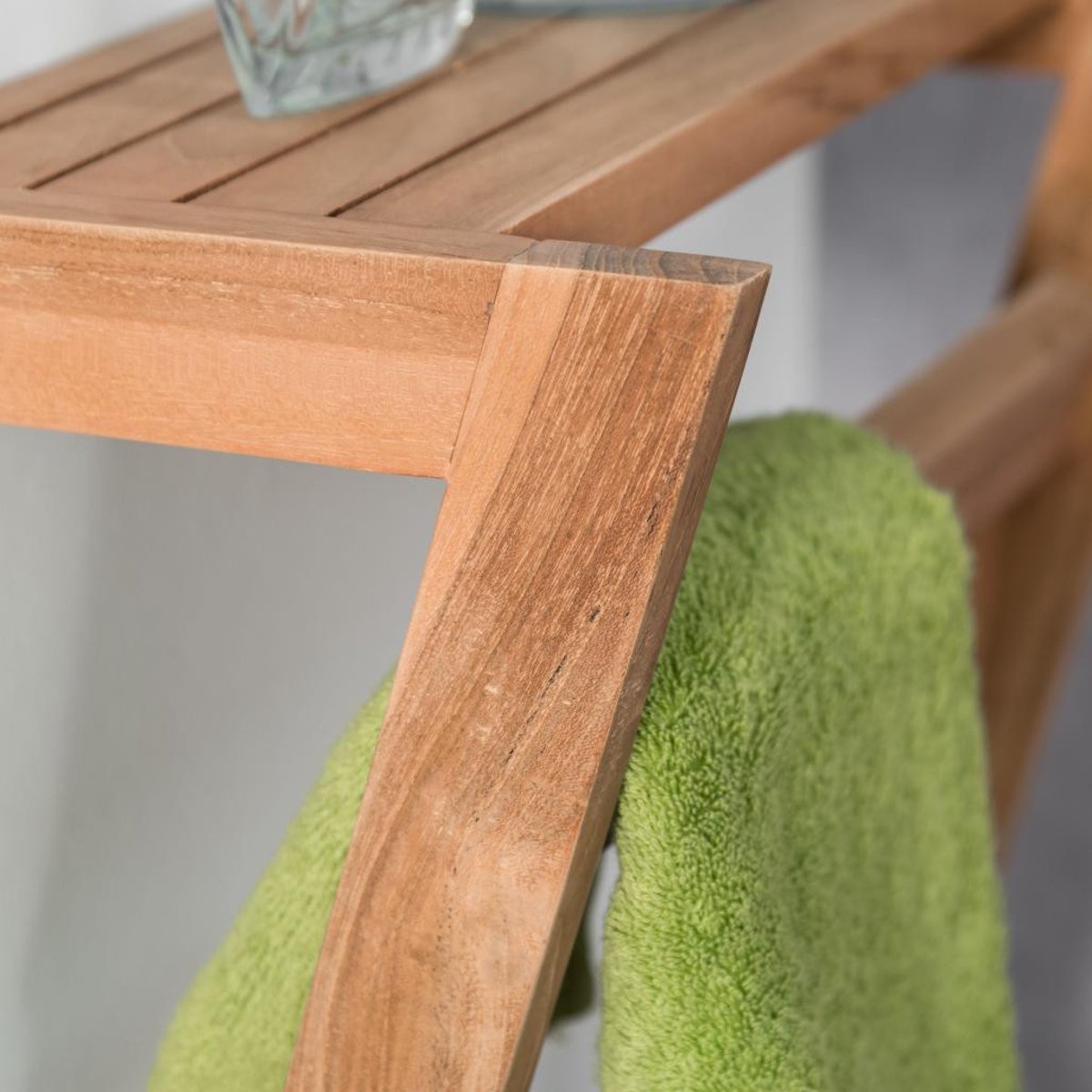 Porte serviette en teck rectangle à fixer naturel, WANDA COLLECTION