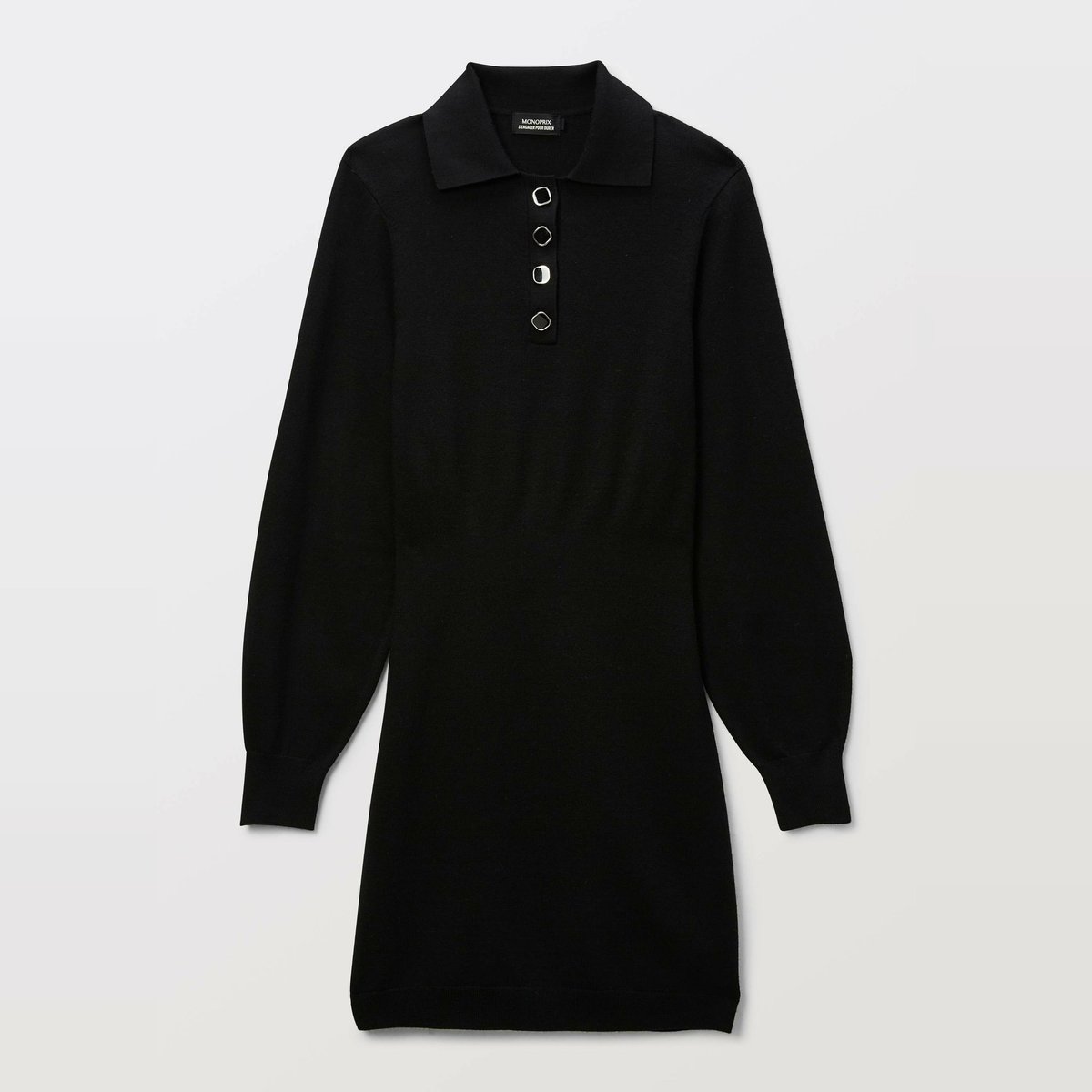 Robe en maille manches longues noir, MONOPRIX