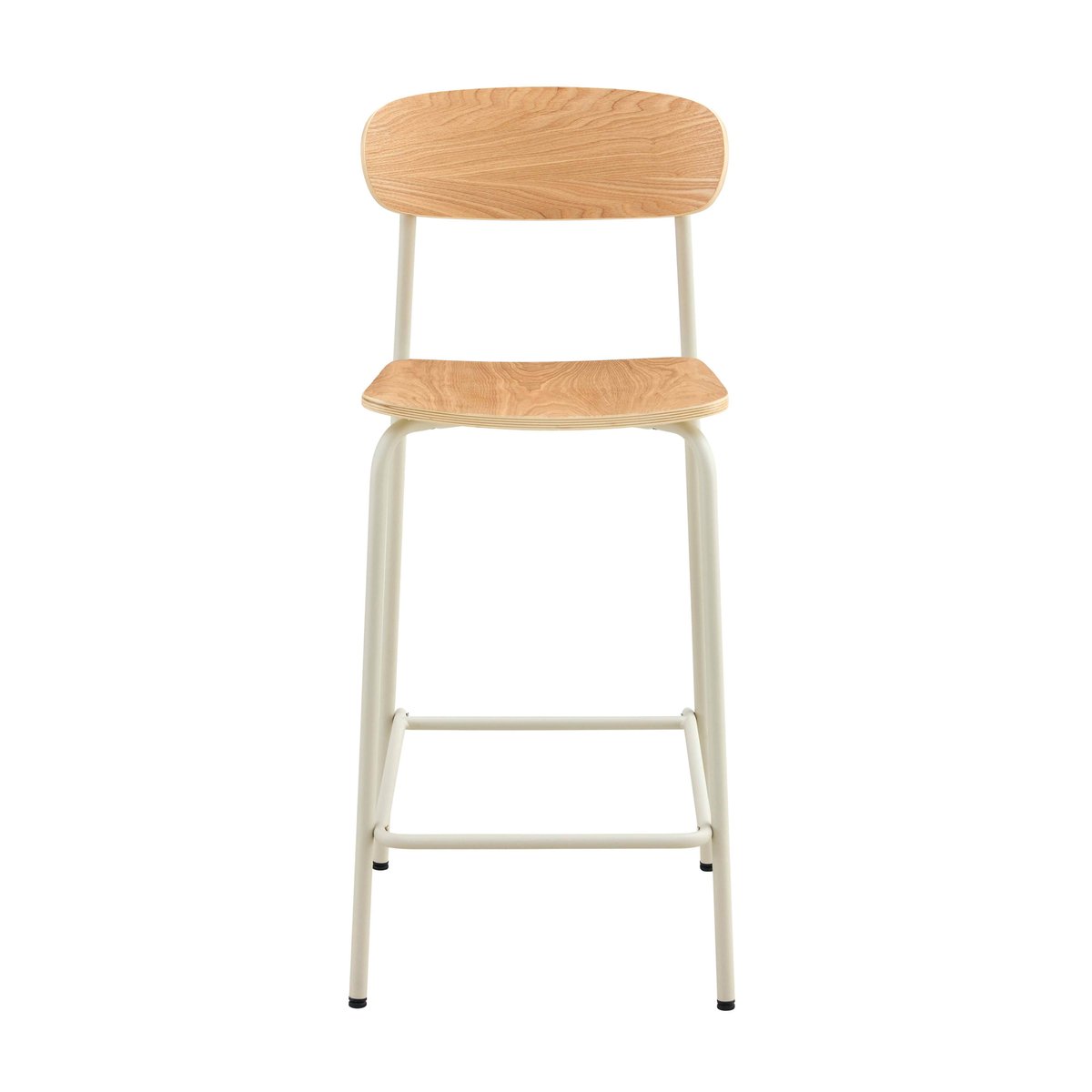Lot de 2 chaises hautes en métal et bois, LILA beige, OVIALA