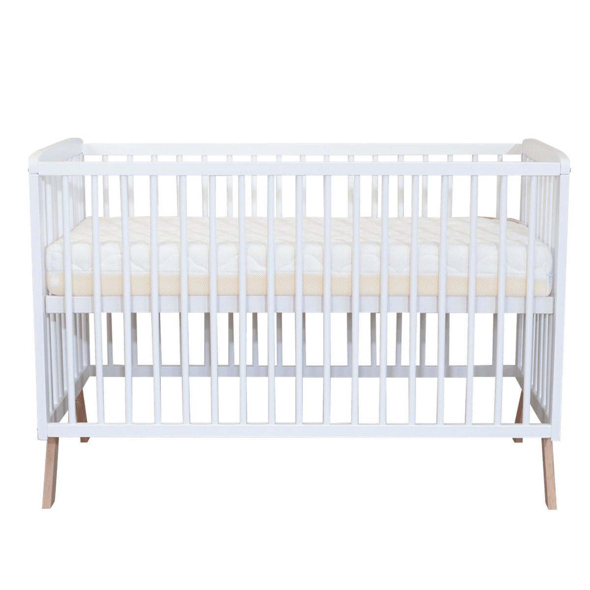 Lit en bois avec sommier réglable blanc, BABY FOX