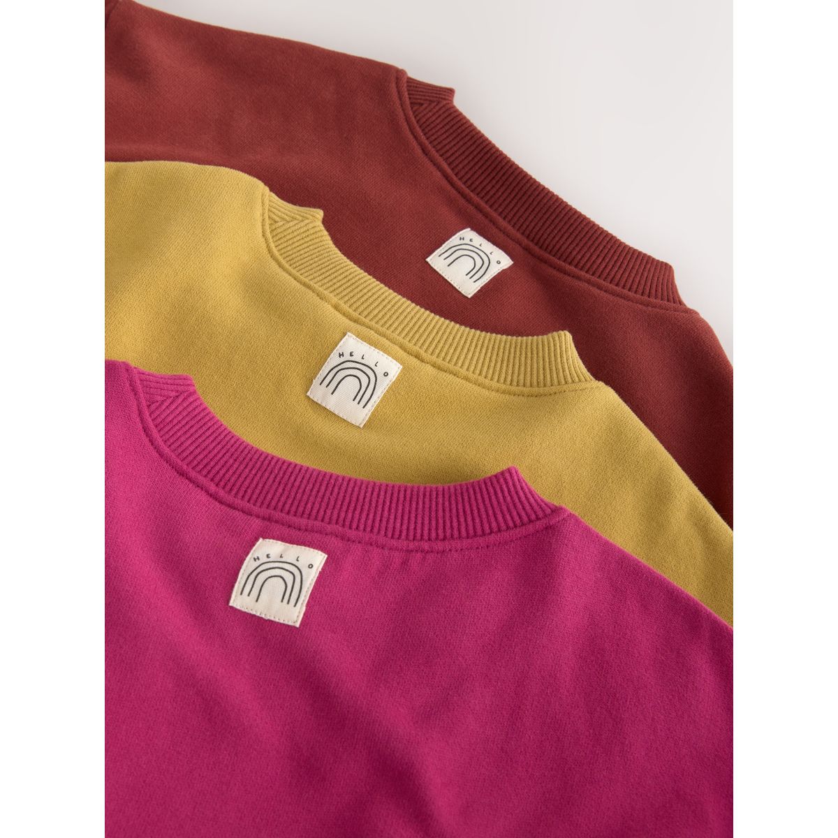 Sweat ras du cou, lot de 3 rose framboise/vert olive/marron, NEXT