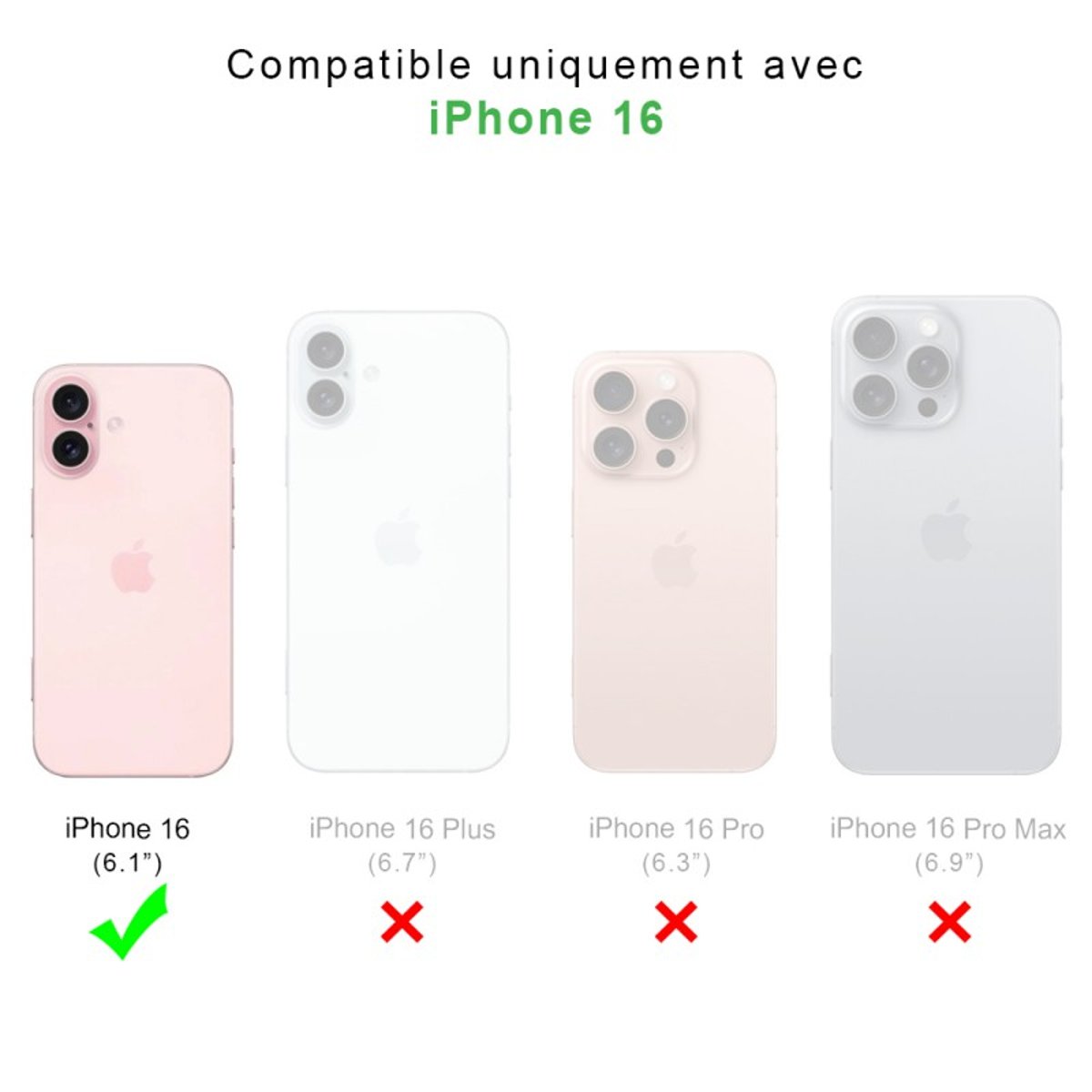 Coque iPhone 16 antichoc + 2 vitres transparent, EVETANE