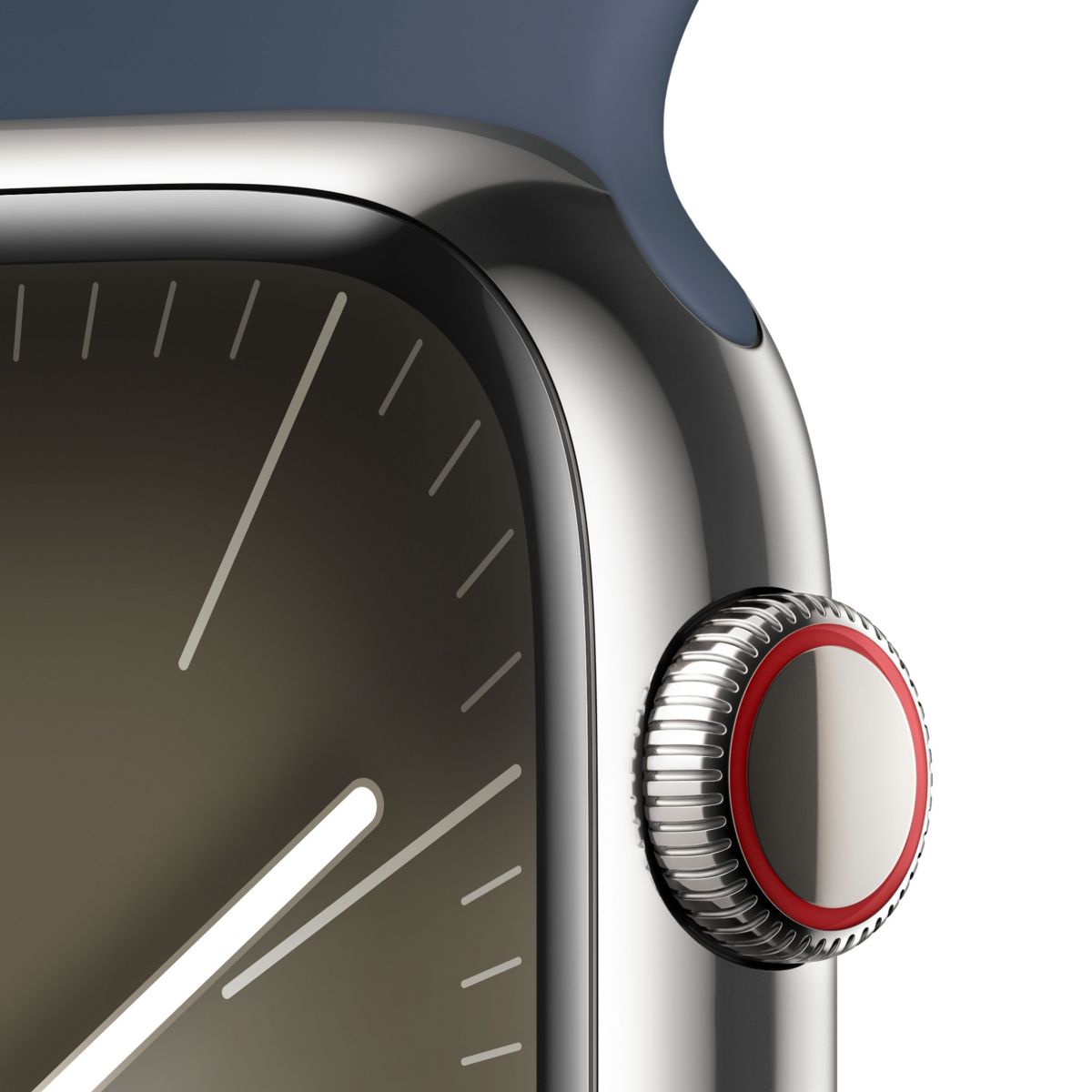 Montre connectée Serie 9 Cellular 45mm Acier/Argent Bleu Orage S/M bleu, APPLE